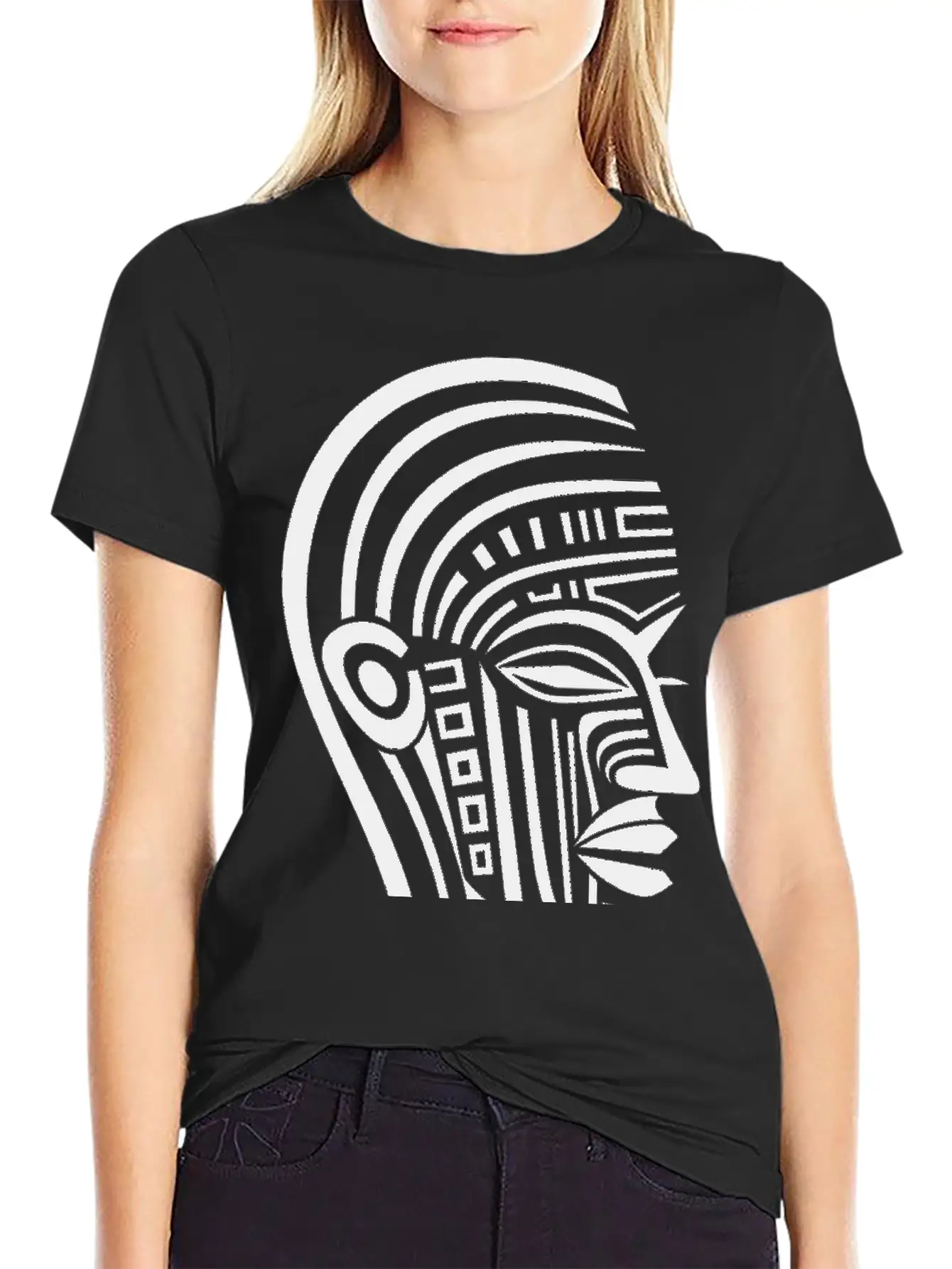 Minimal Tribal Woman Face Unisex Casual T-Shirt – Clean Design For Daily Comfort