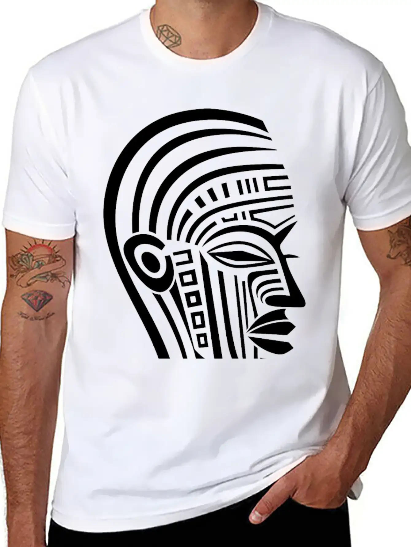Minimal Tribal Woman Face Unisex Casual T-Shirt – Clean Design For Daily Comfort