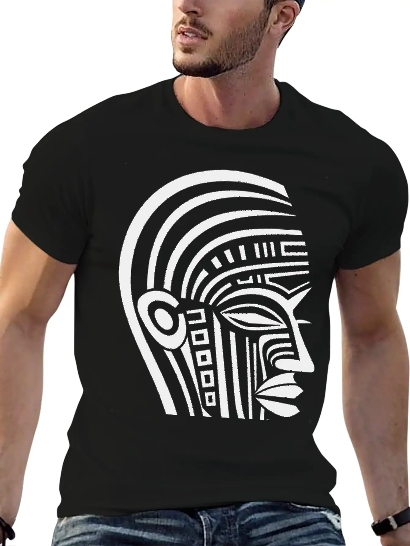 Minimal Tribal Woman Face Unisex Casual T-Shirt – Clean Design For Daily Comfort