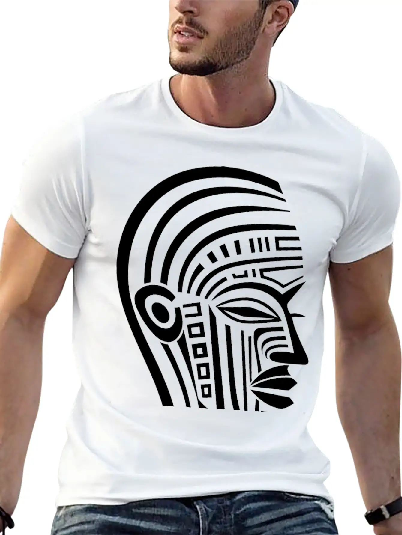 Minimal Tribal Woman Face Unisex Casual T-Shirt – Clean Design For Daily Comfort