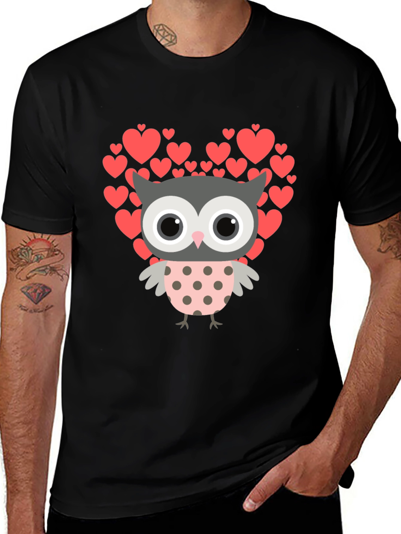 Owl Love Graphic T-Shirt - Heart Design