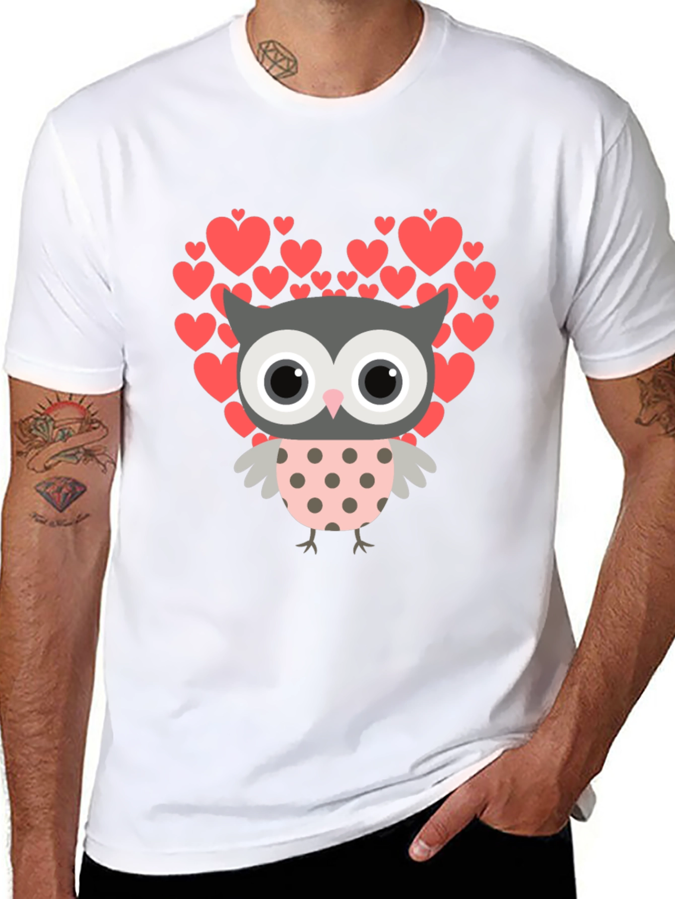 Owl Love Graphic T-Shirt - Heart Design