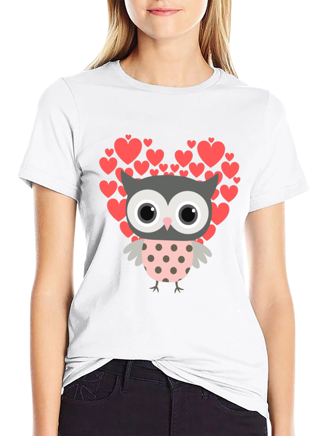 Owl Love Graphic T-Shirt - Heart Design