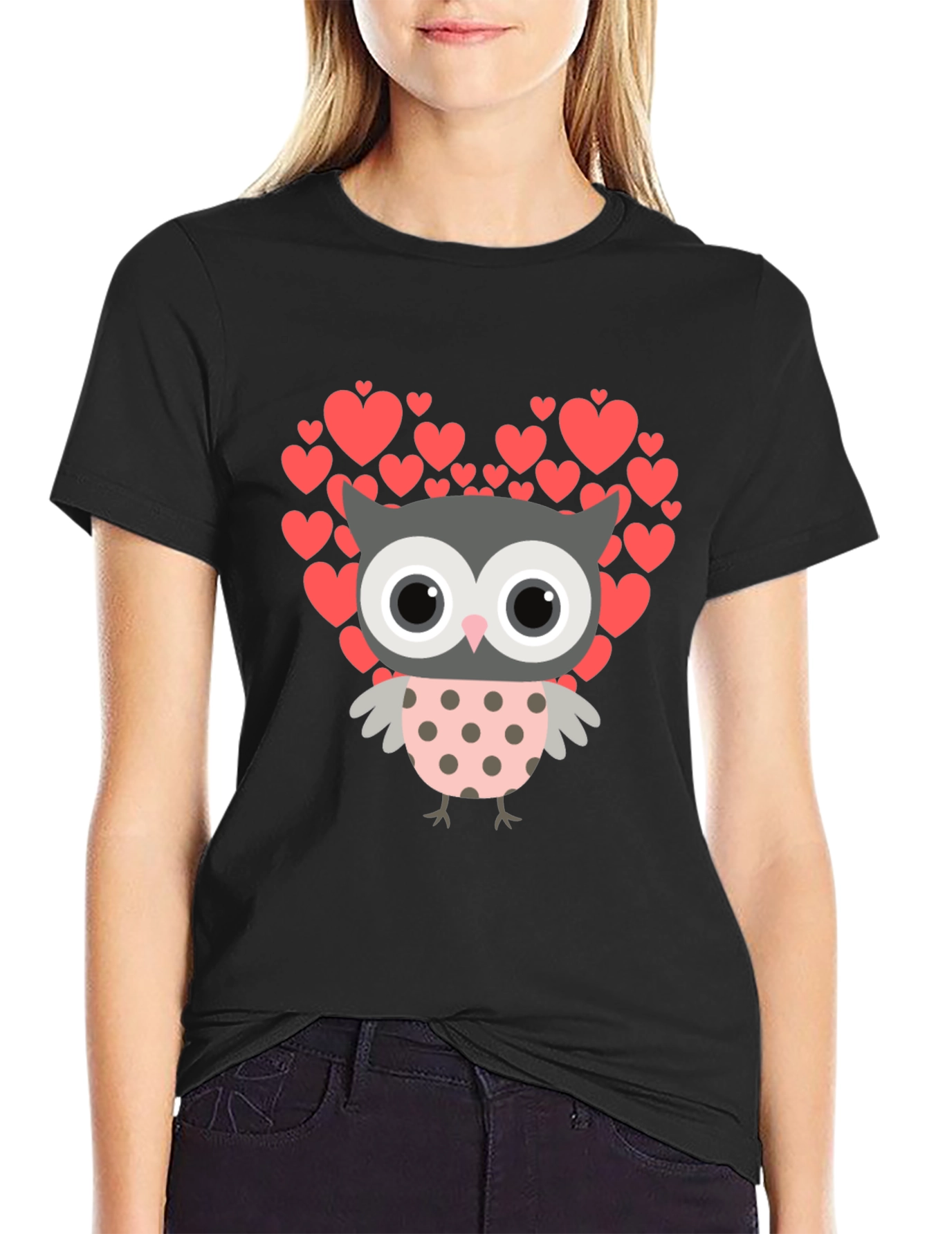 Owl Love Graphic T-Shirt - Heart Design