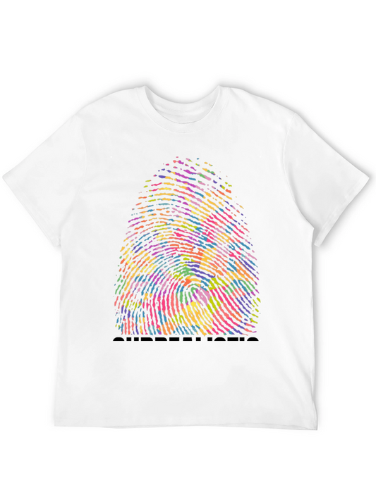 Colorful Fingerprint Graphic Tee - Unique Expression