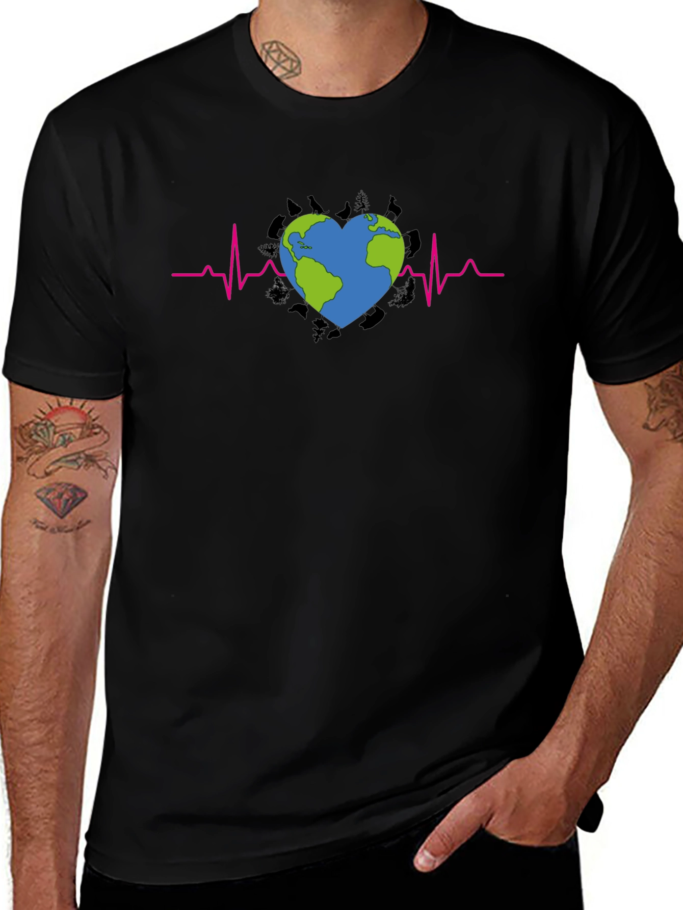 Earth Heartbeat Graphic Tee - Save Our Planet T-Shirt