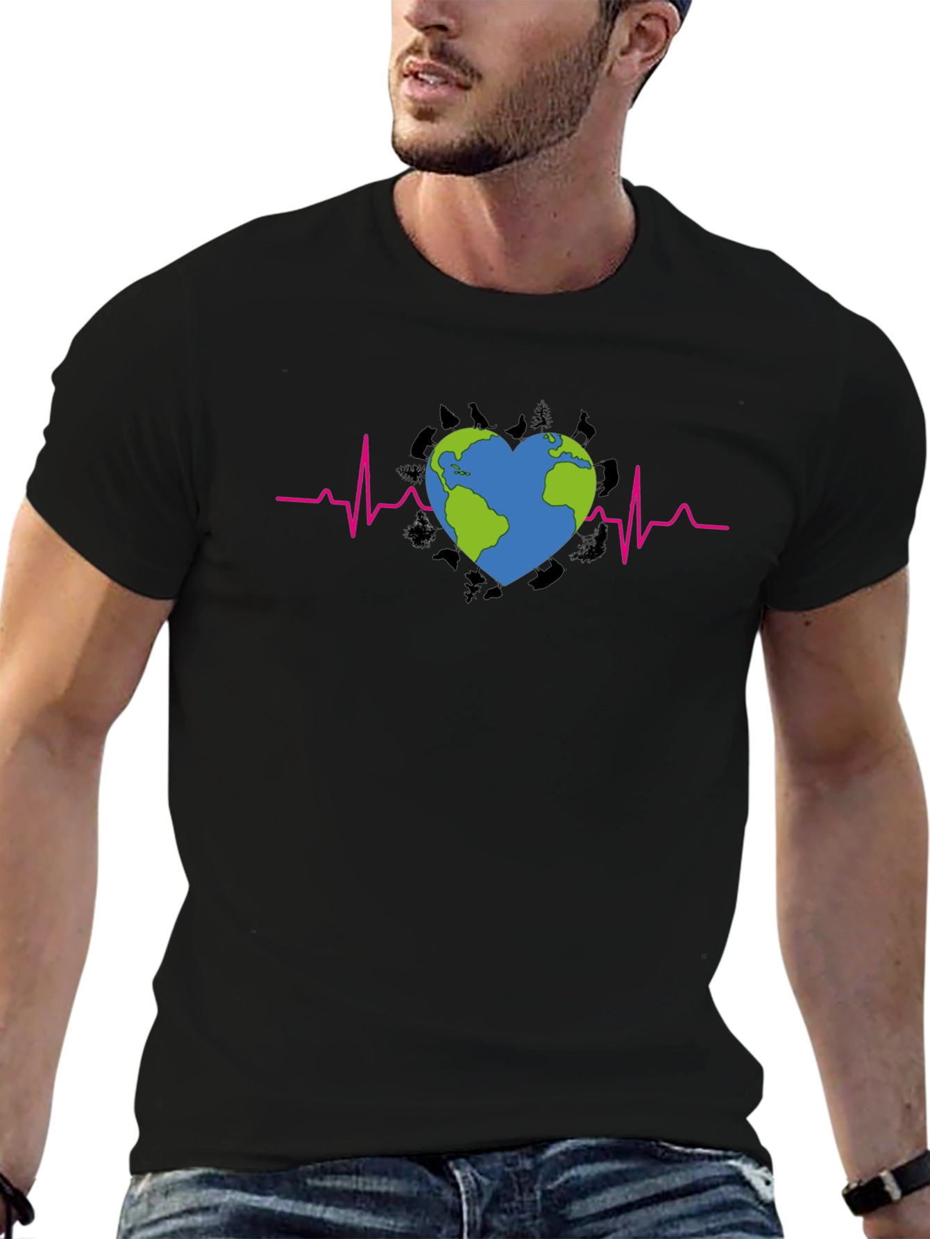 Earth Heartbeat Graphic Tee - Save Our Planet T-Shirt