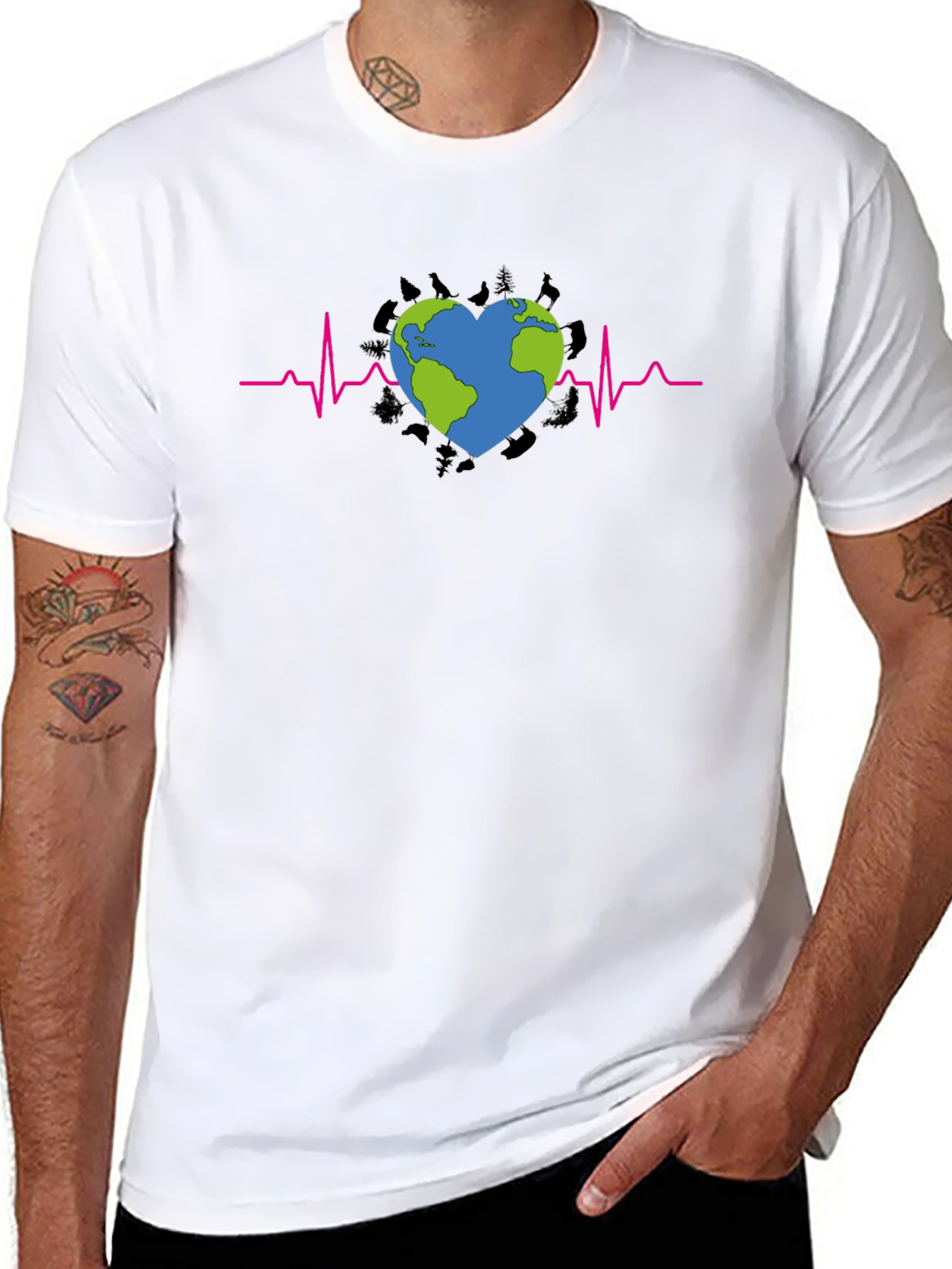 Earth Heartbeat Graphic Tee - Save Our Planet T-Shirt