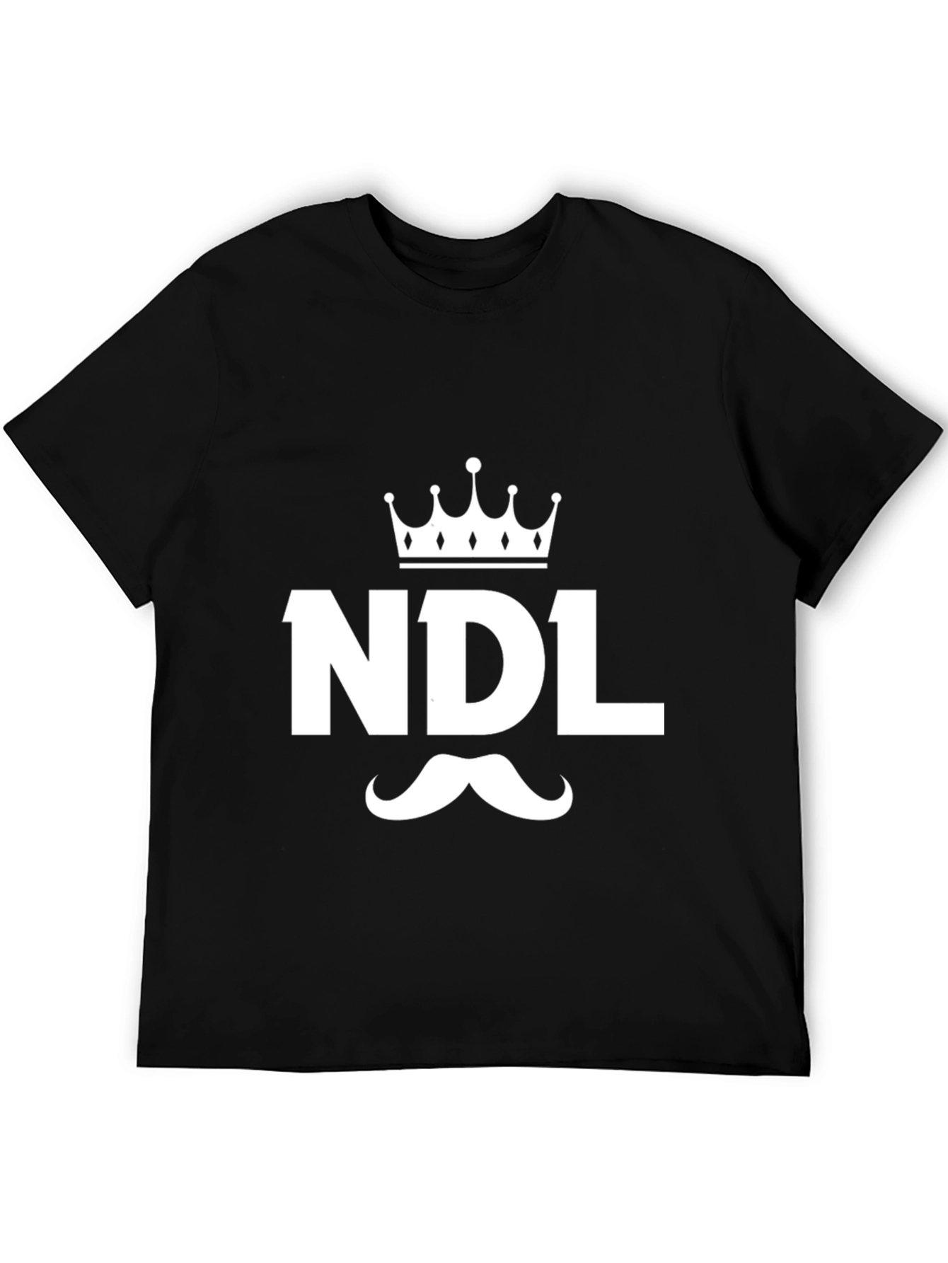NDL Crown & Mustache Graphic T-Shirt - Black Cotton