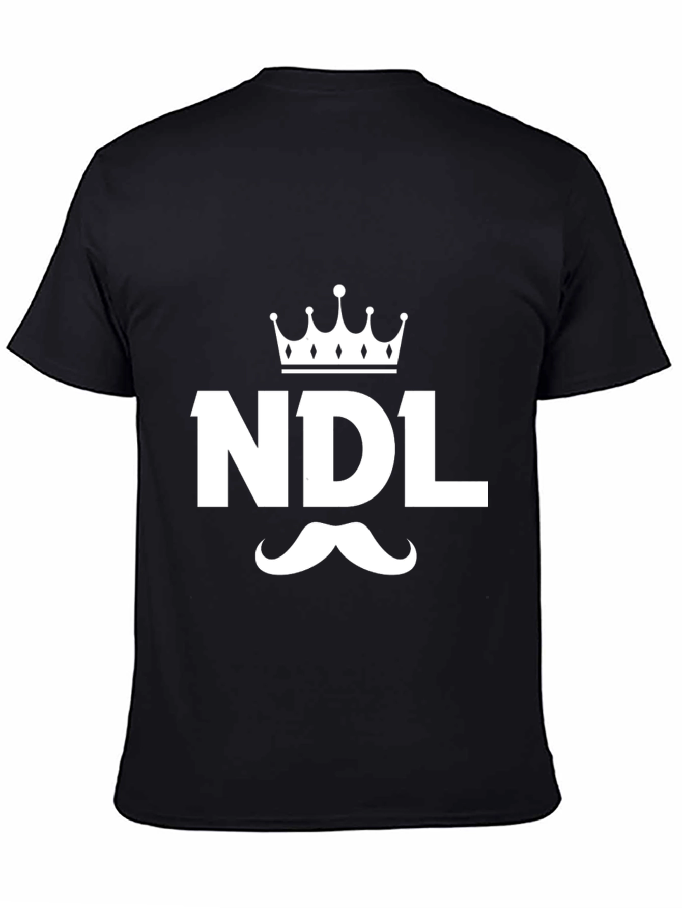 NDL Crown & Mustache Graphic T-Shirt - Black Cotton