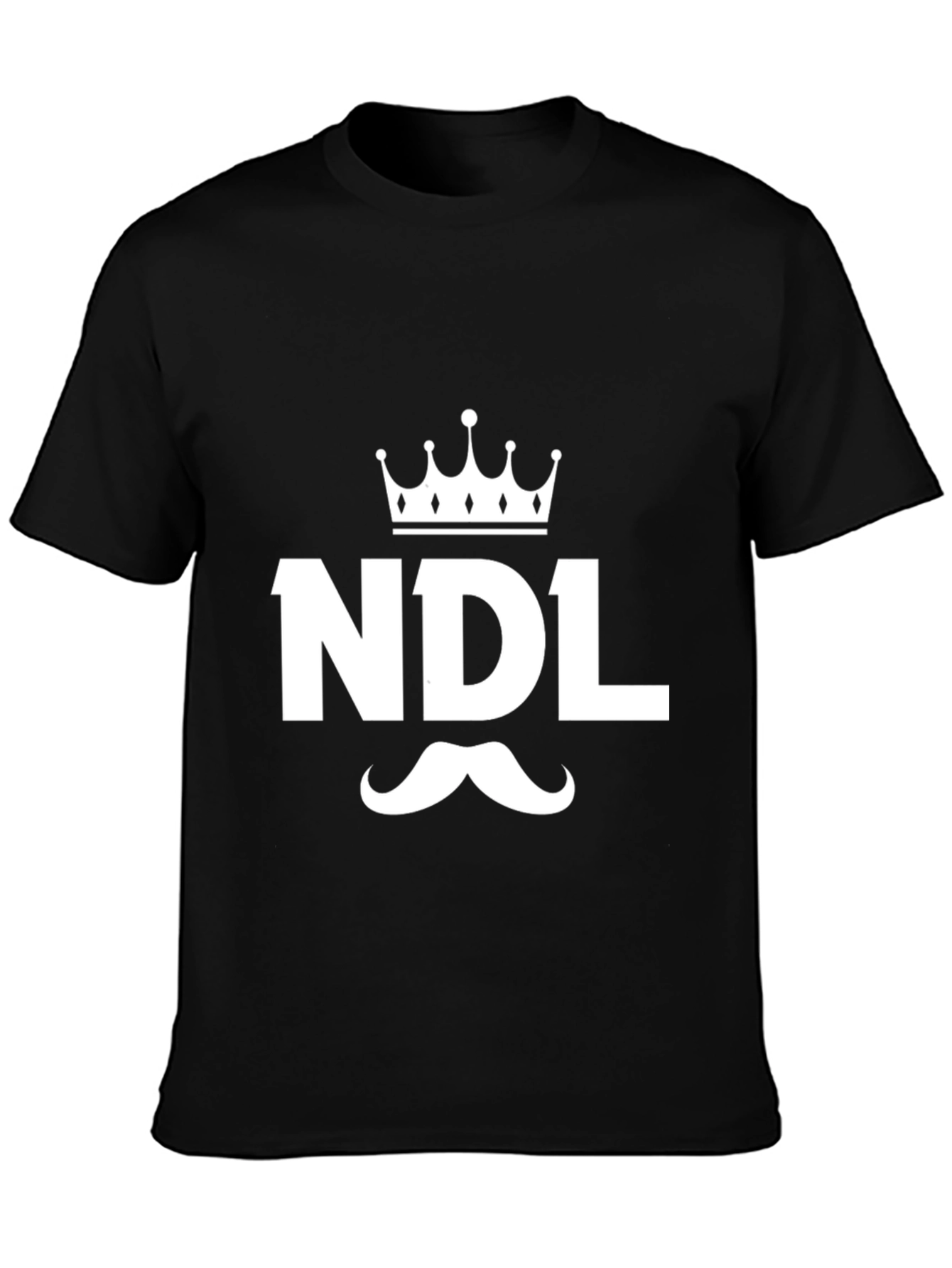 NDL Crown & Mustache Graphic T-Shirt - Black Cotton