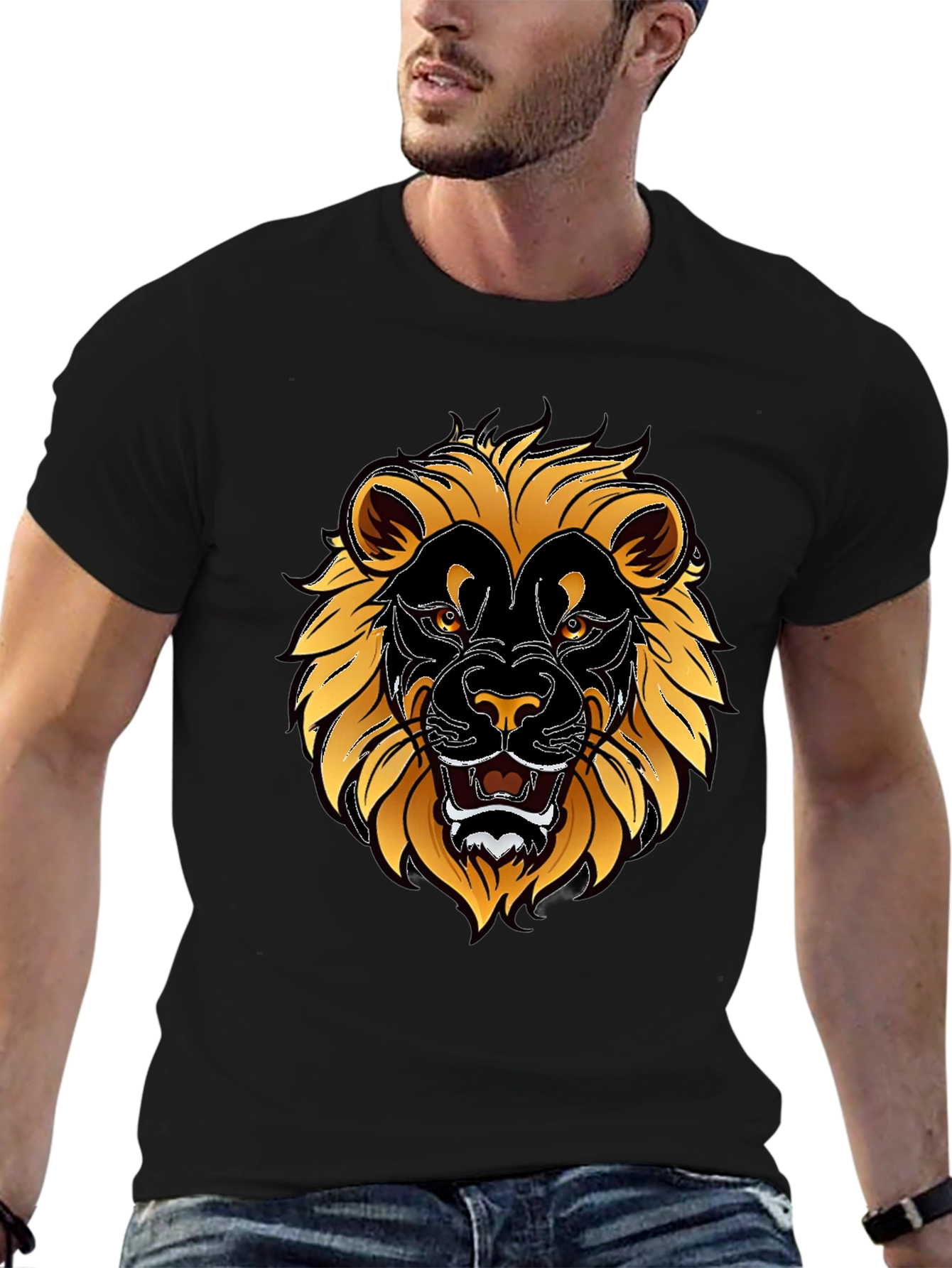 Lion Graphic T-Shirt - Bold Animal Print Tee