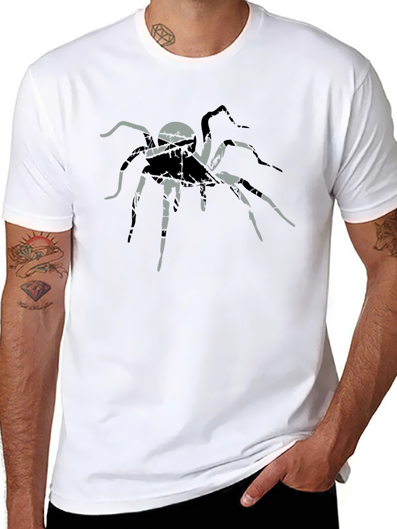 Mens Black Spider Graphic Tee