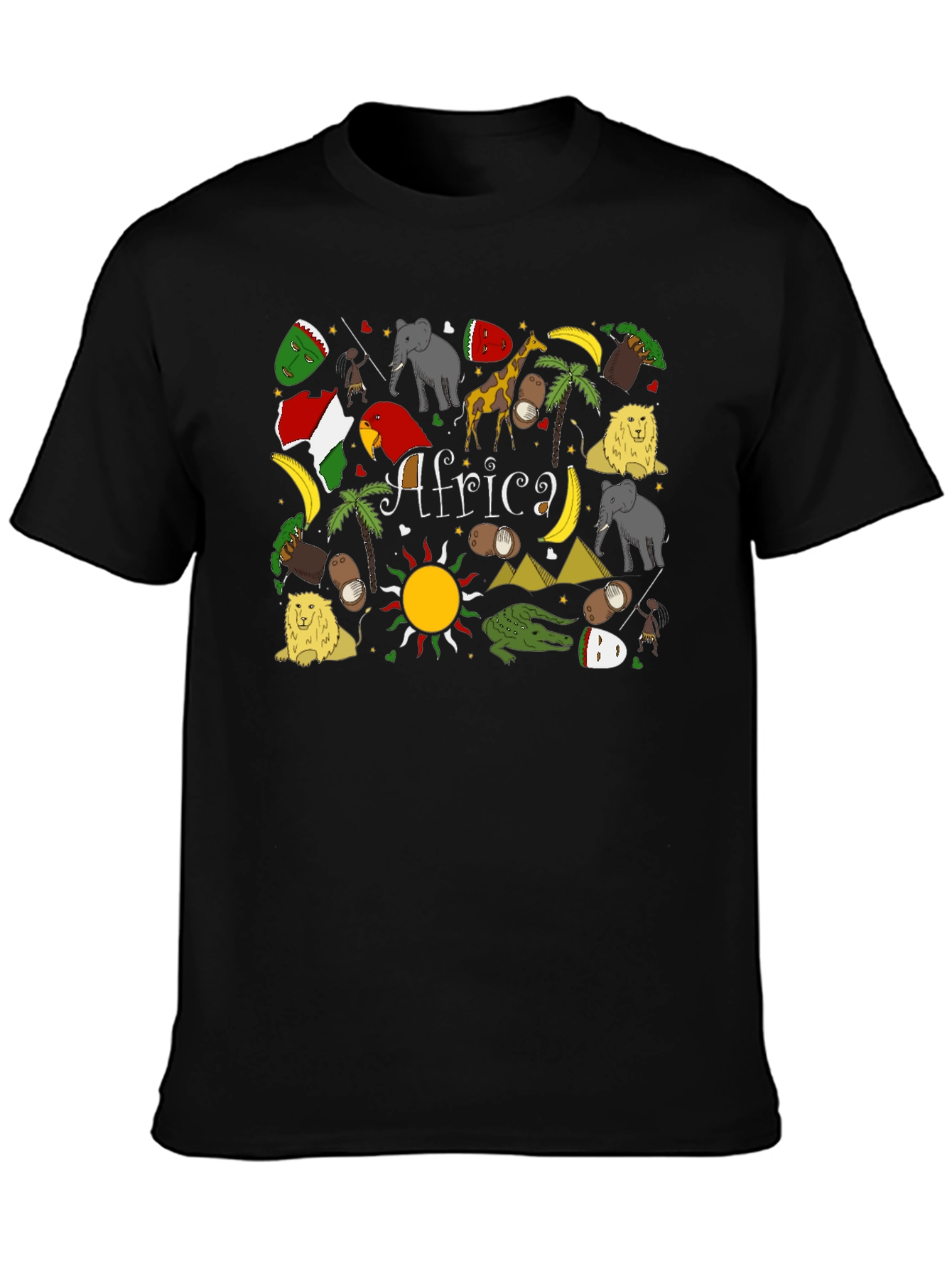 Africa Graphic Print Tee - Novelty Mens T-Shirt
