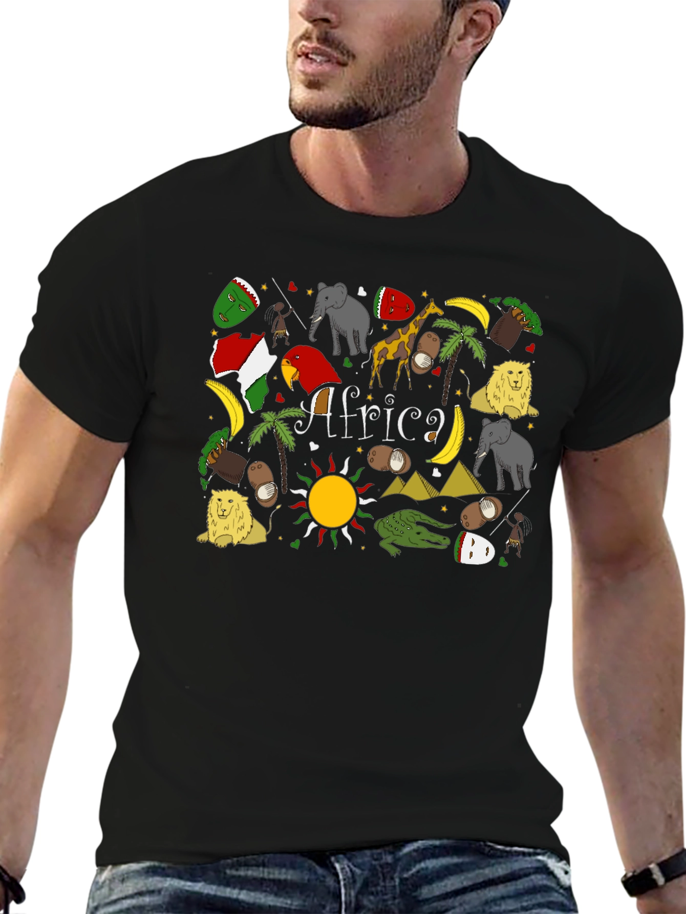 Africa Graphic Print Tee - Novelty Mens T-Shirt