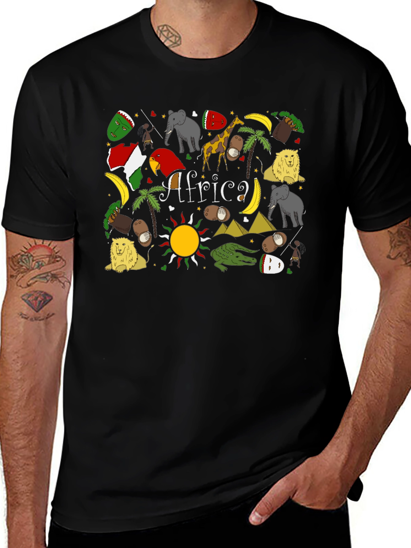 Africa Graphic Print Tee - Novelty Mens T-Shirt