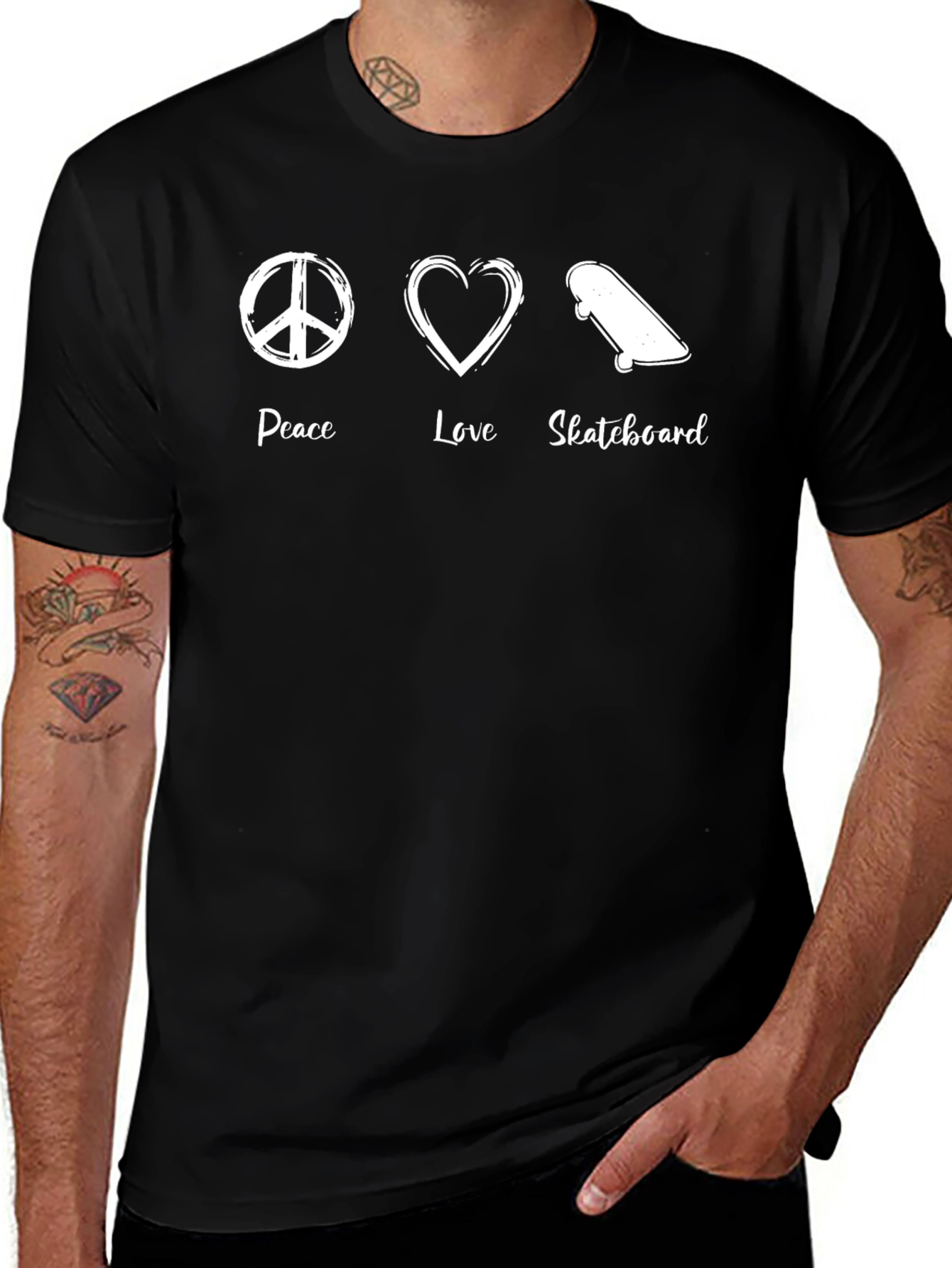 Peace Love Skateboard Graphic Tee