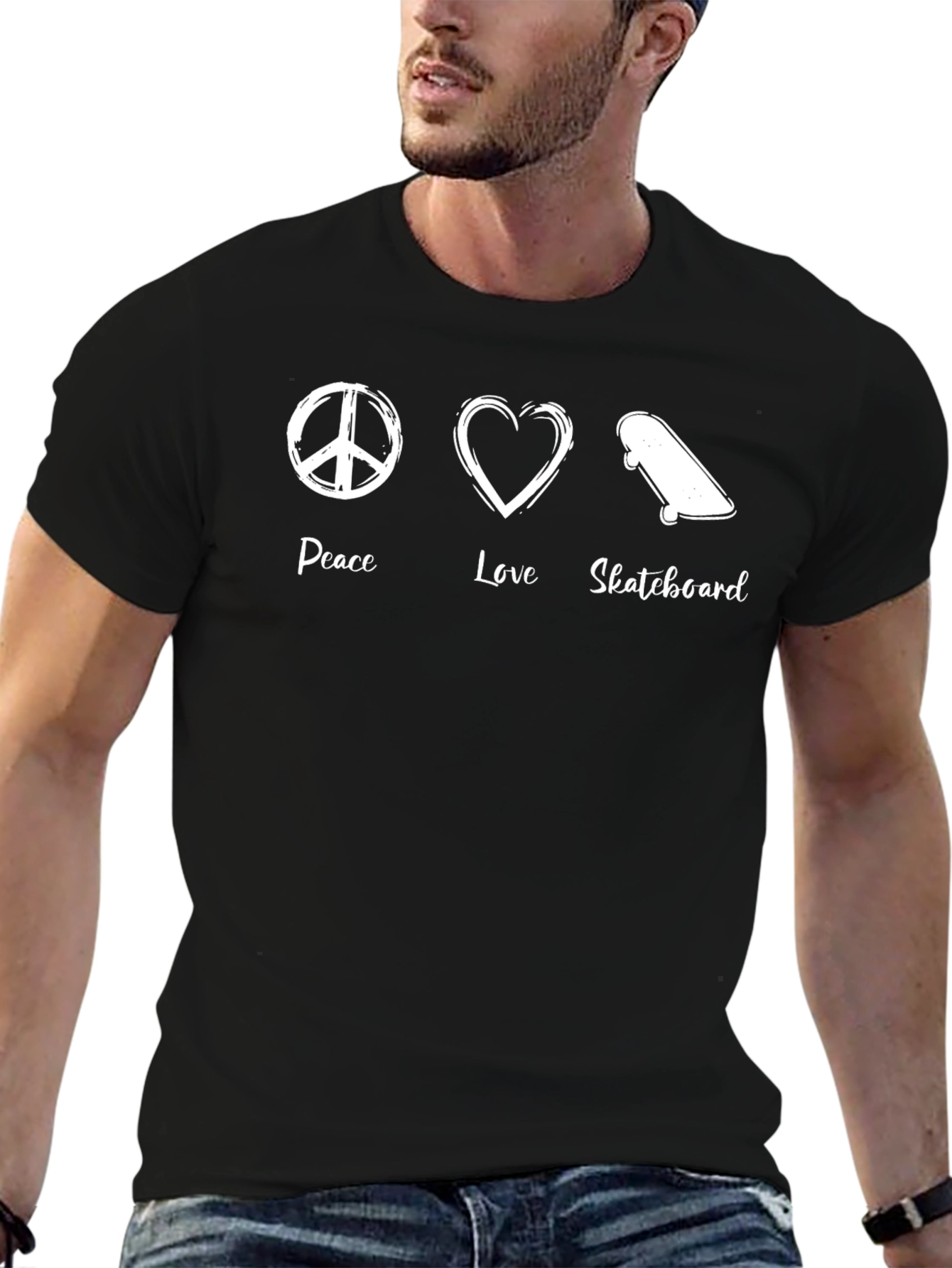 Peace Love Skateboard Graphic Tee
