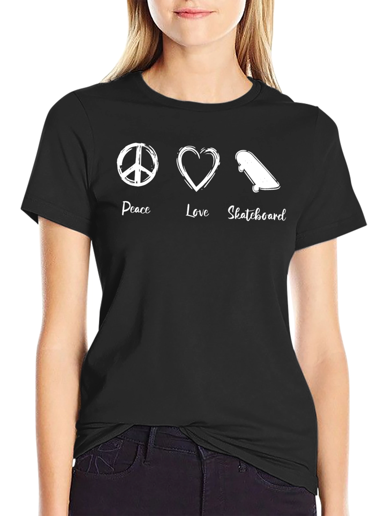 Peace Love Skateboard Graphic Tee