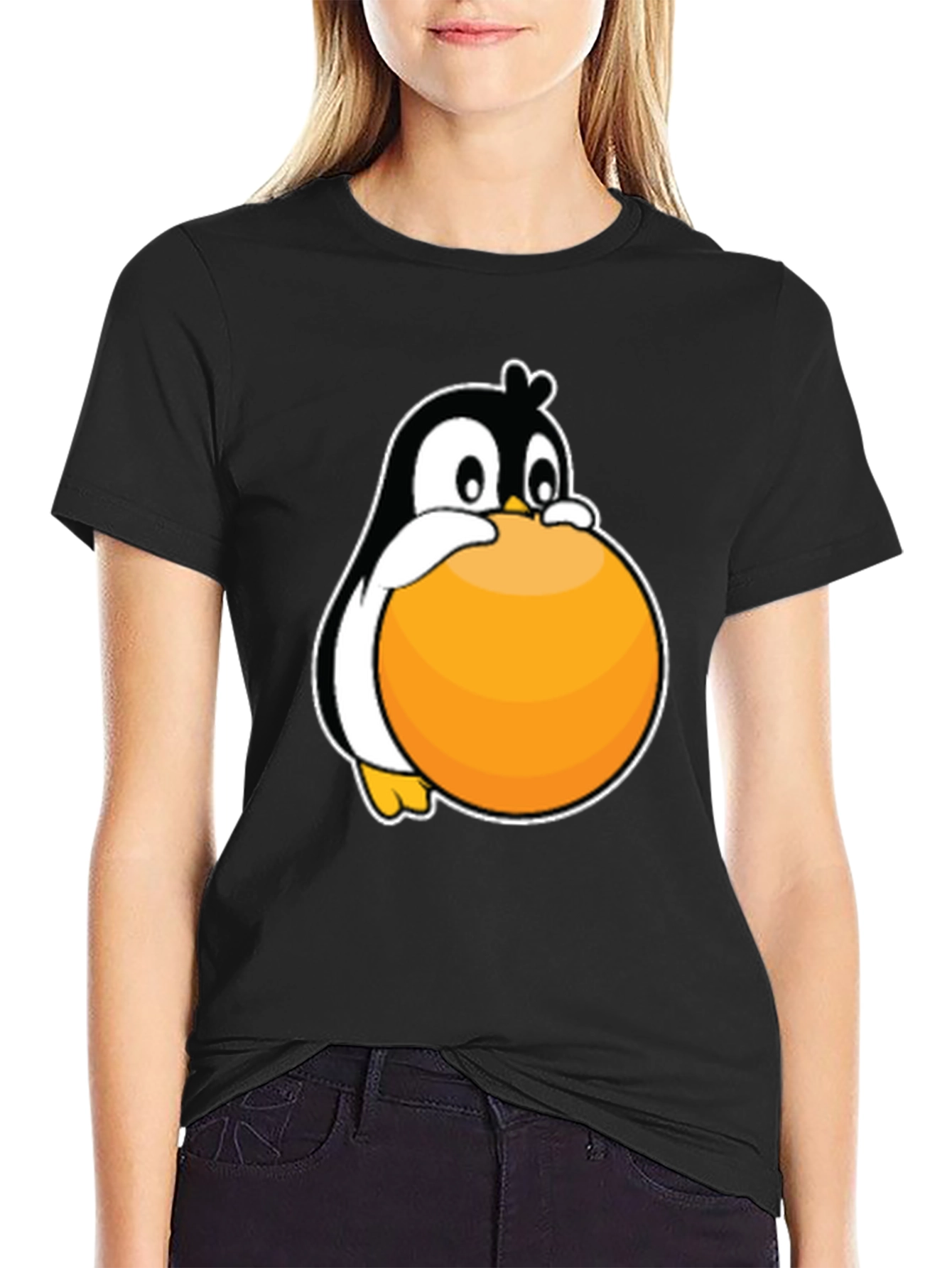 Penguin Hugging Ball Graphic Tee