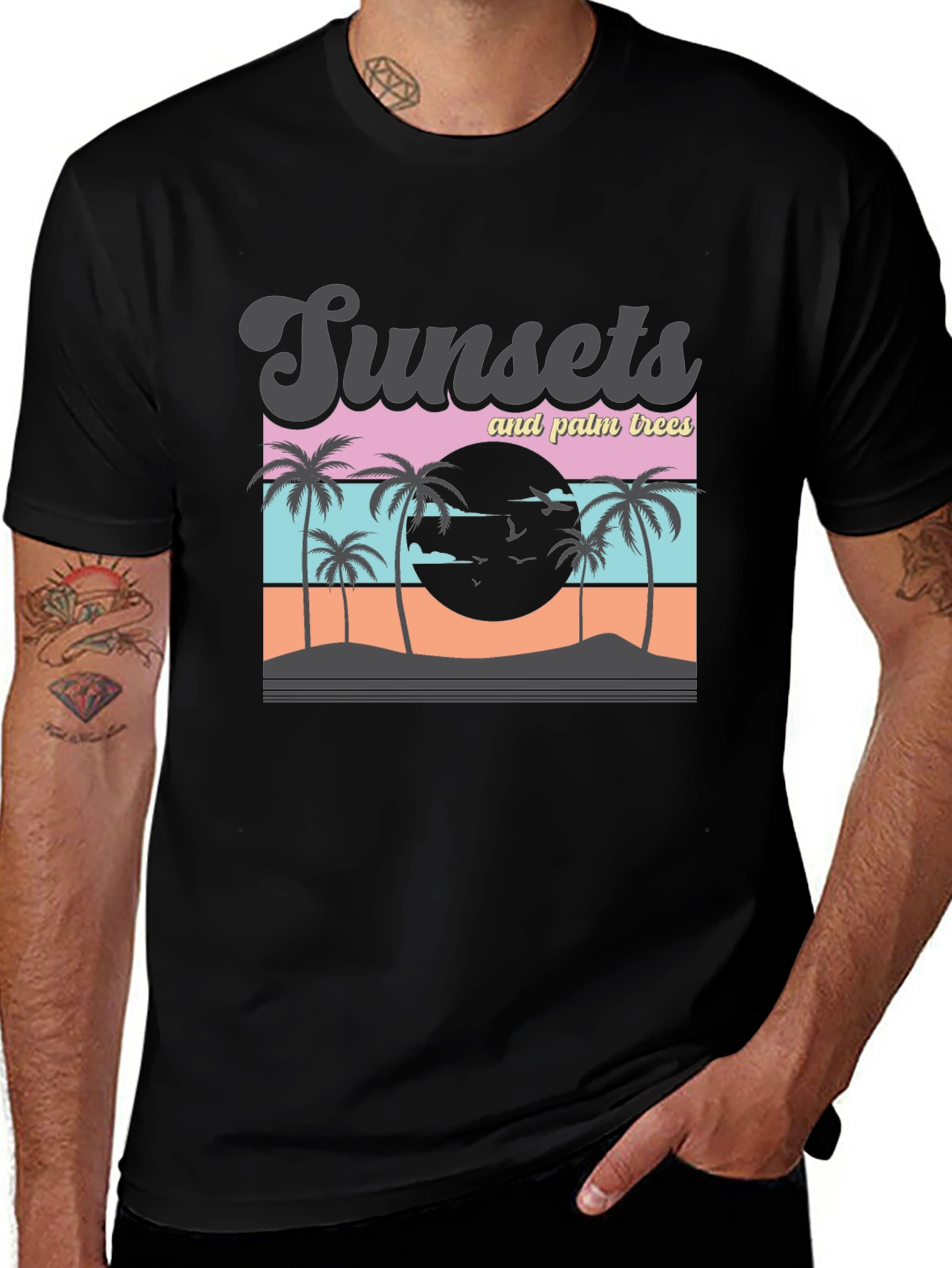 Sunset Palm Tree Graphic T-Shirt