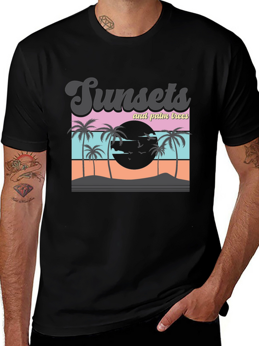 Sunset Palm Tree Graphic T-Shirt