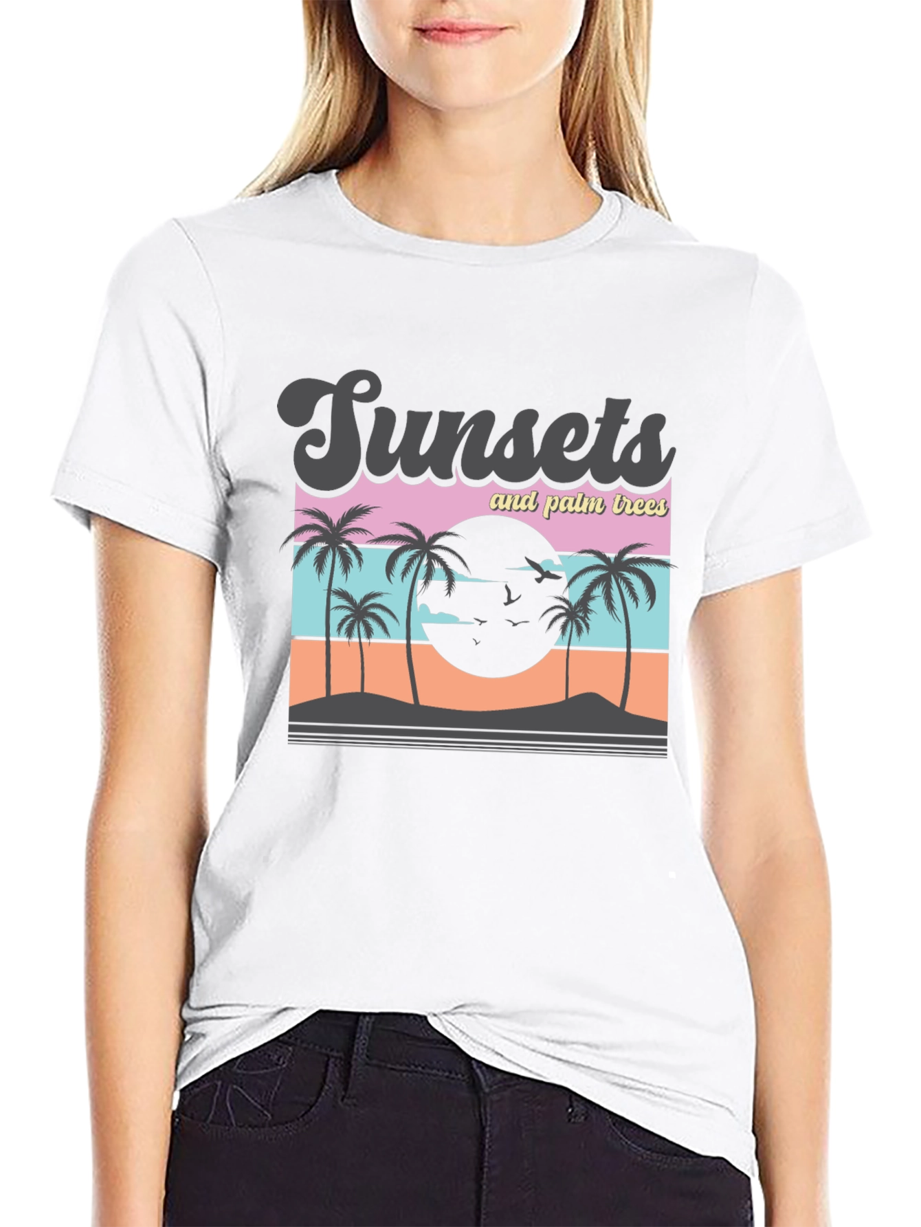 Sunset Palm Tree Graphic T-Shirt
