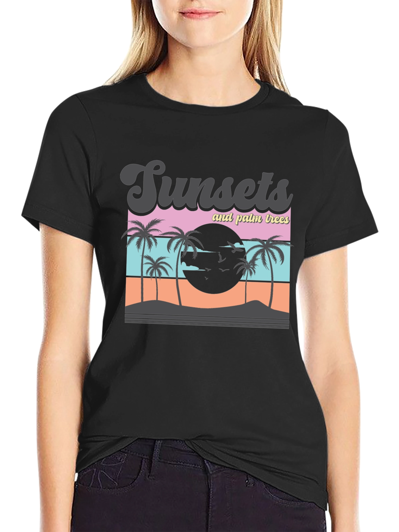 Sunset Palm Tree Graphic T-Shirt