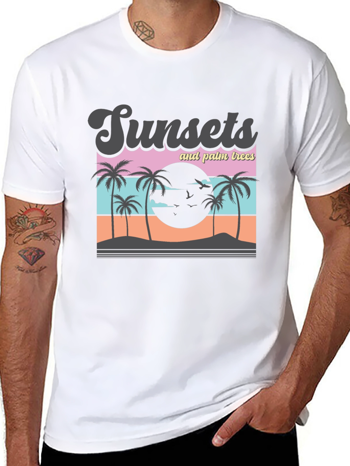 Sunset Palm Tree Graphic T-Shirt