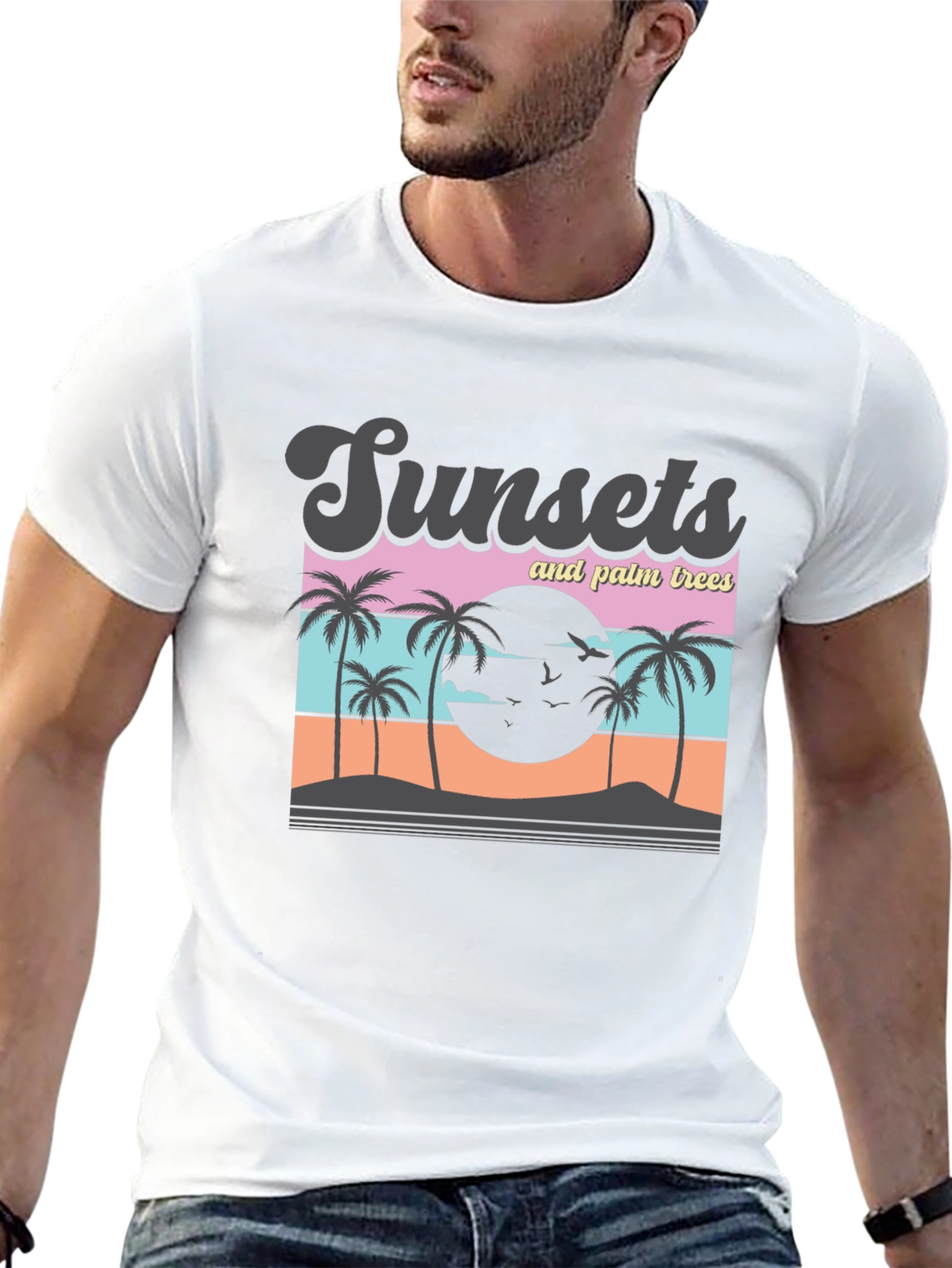 Sunset Palm Tree Graphic T-Shirt