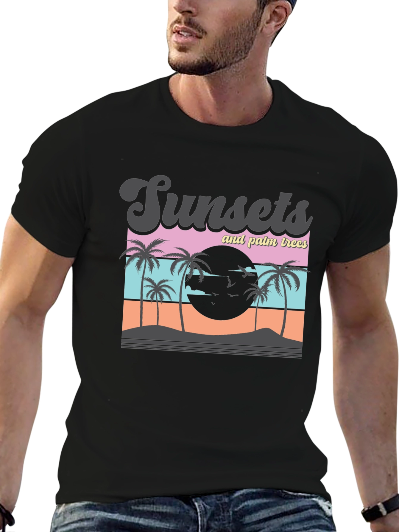 Sunset Palm Tree Graphic T-Shirt