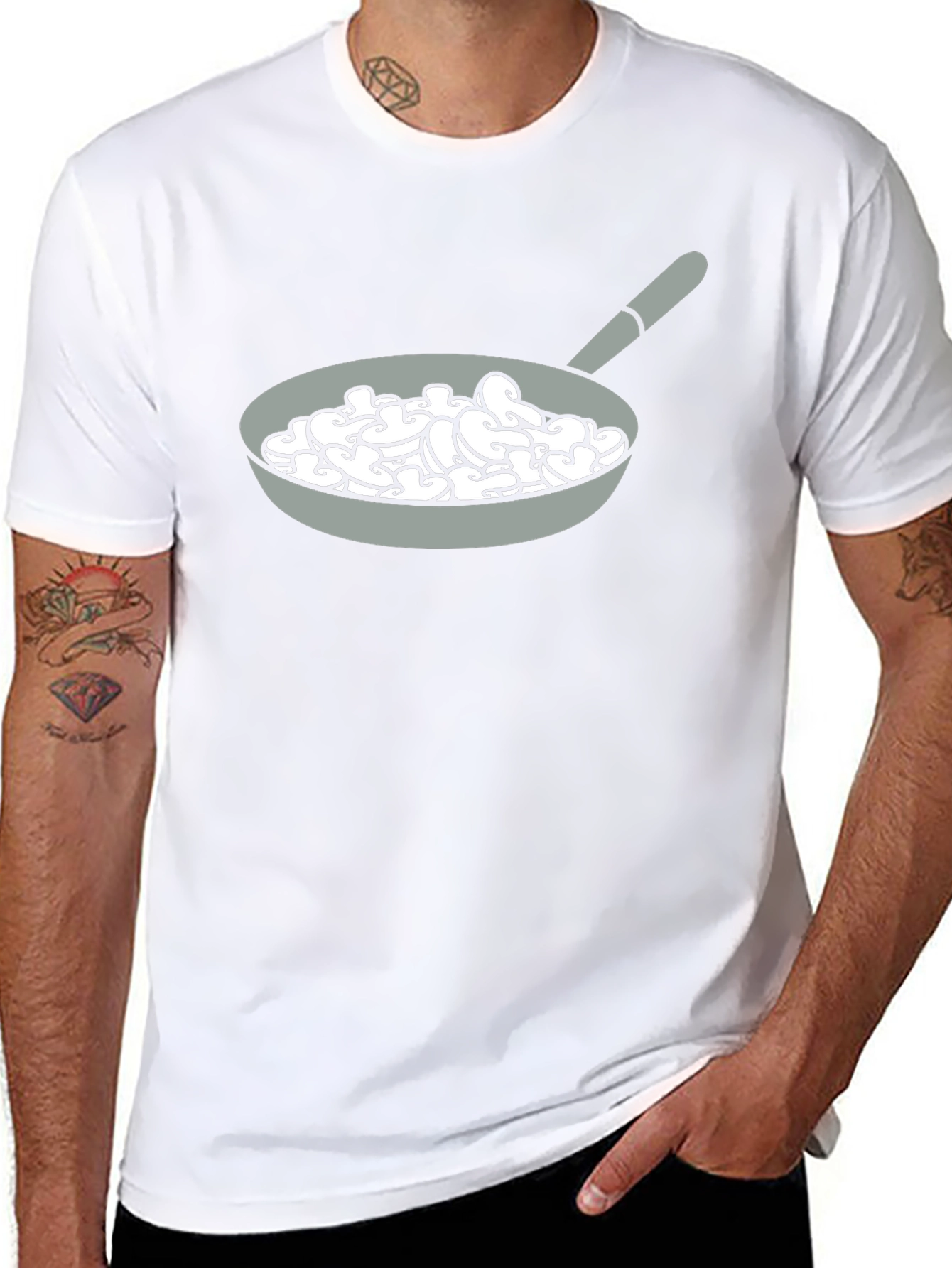 Mushroom Pan Graphic Tee - Fun Food T-Shirt