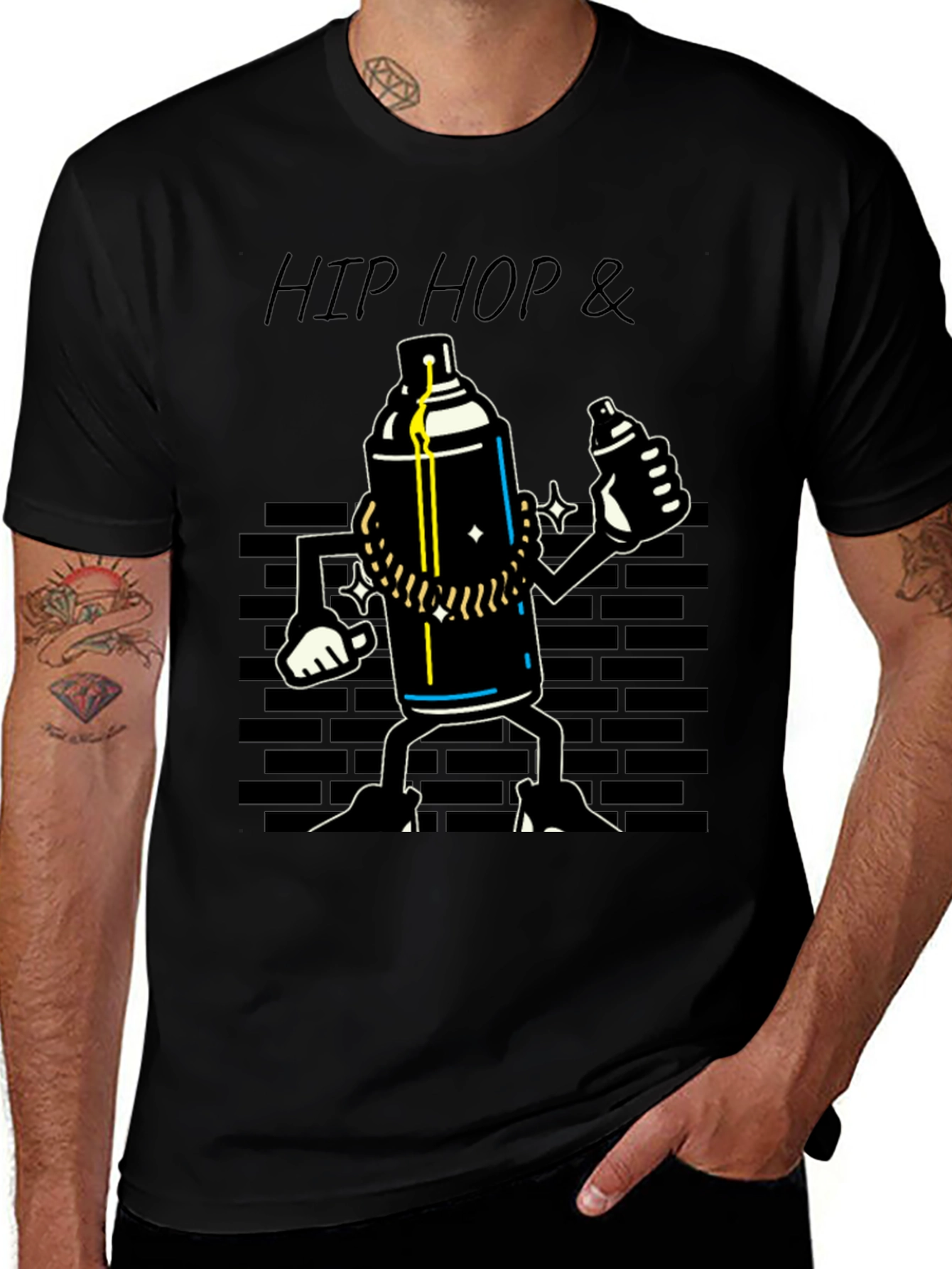 Hip Hop Spray Paint Can Graphic T-Shirt