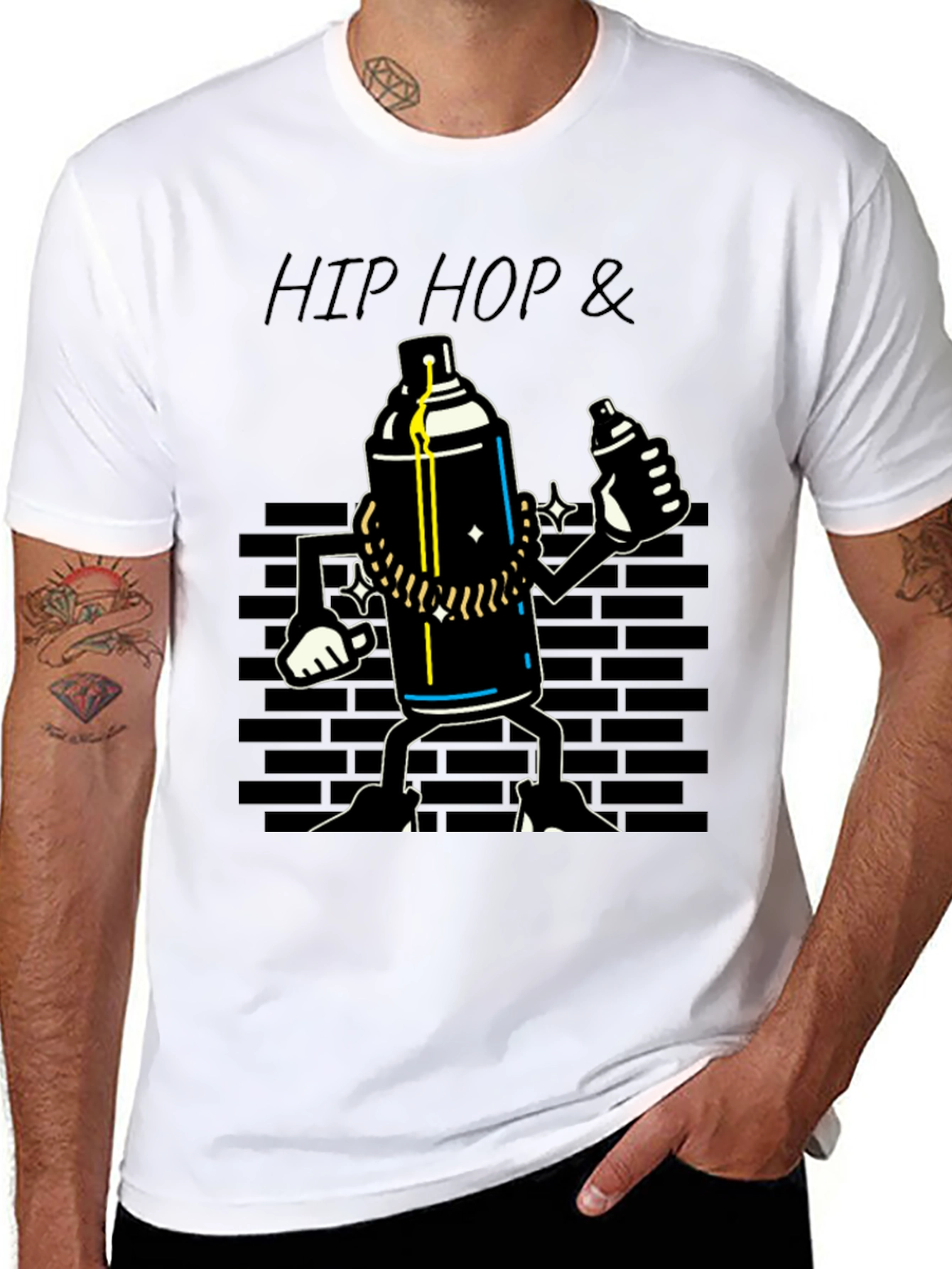 Hip Hop Spray Paint Can Graphic T-Shirt