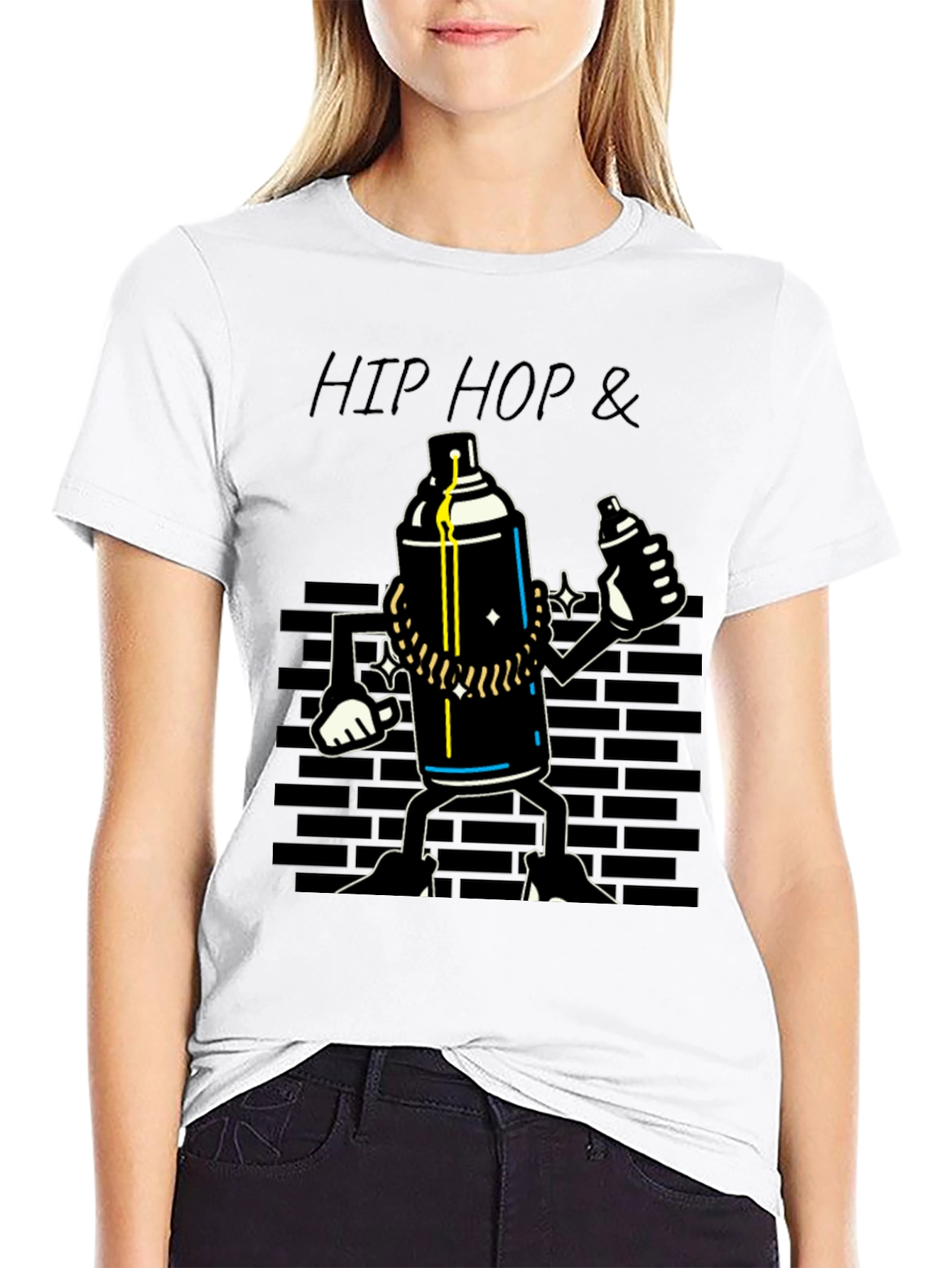 Hip Hop Spray Paint Can Graphic T-Shirt
