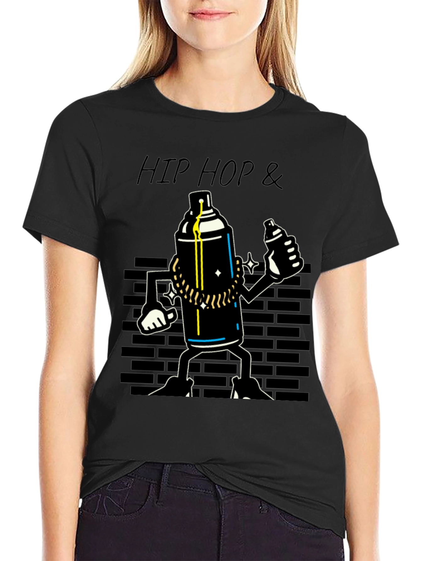 Hip Hop Spray Paint Can Graphic T-Shirt