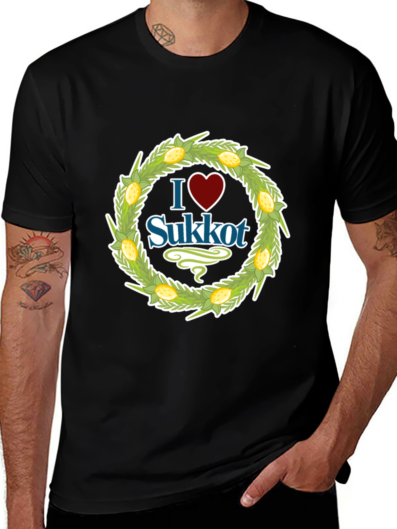 I Heart Sukkot Black Graphic Tee