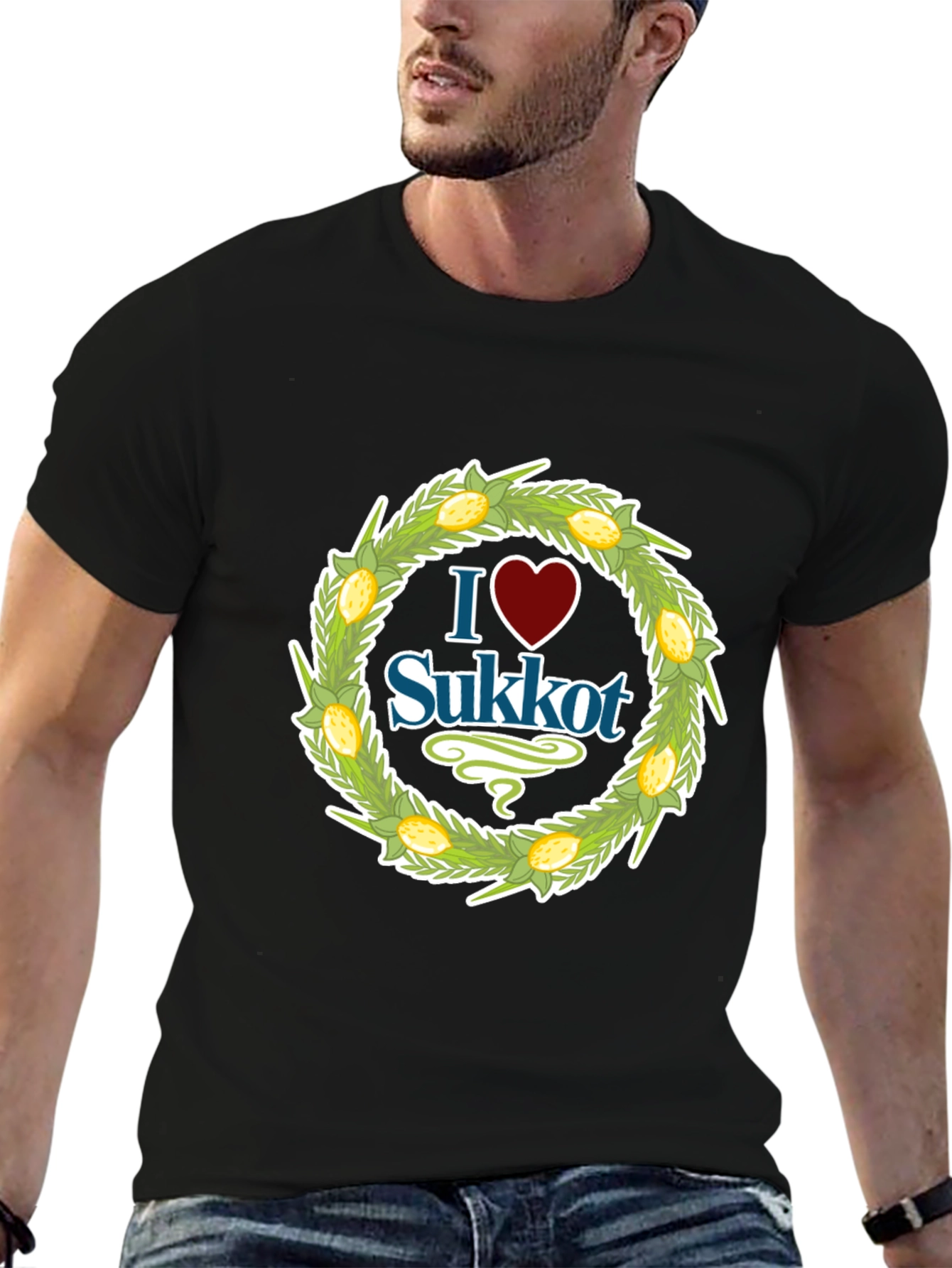 I Heart Sukkot Black Graphic Tee
