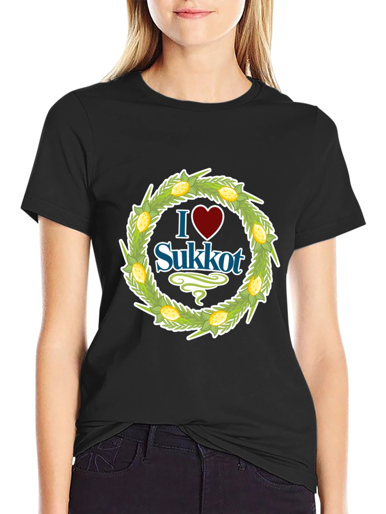 I Heart Sukkot Black Graphic Tee