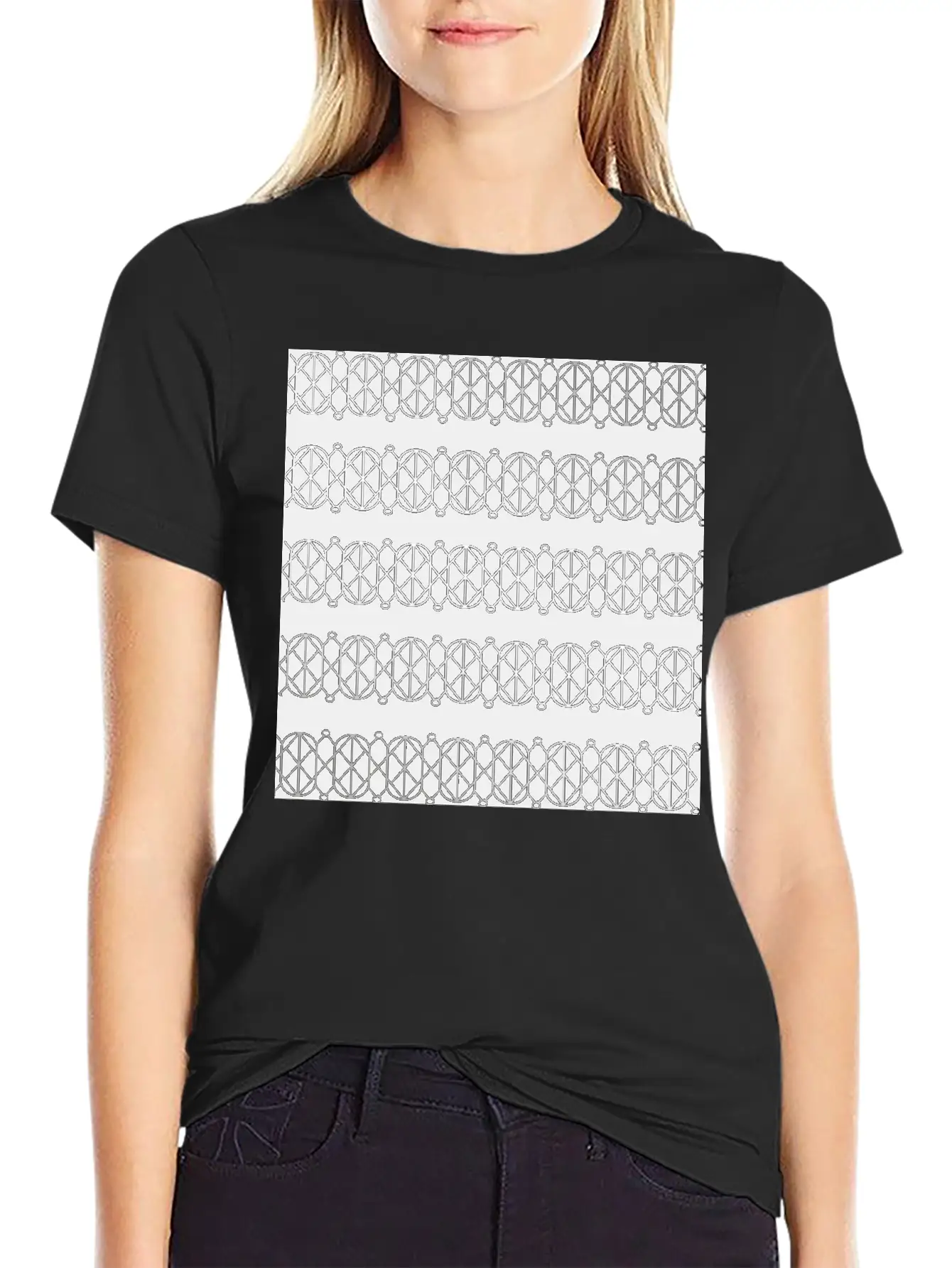 Modern Geometric Pattern With Circles And Lines Unisex Casual T-Shirt – Clean Design For Daily Comfort