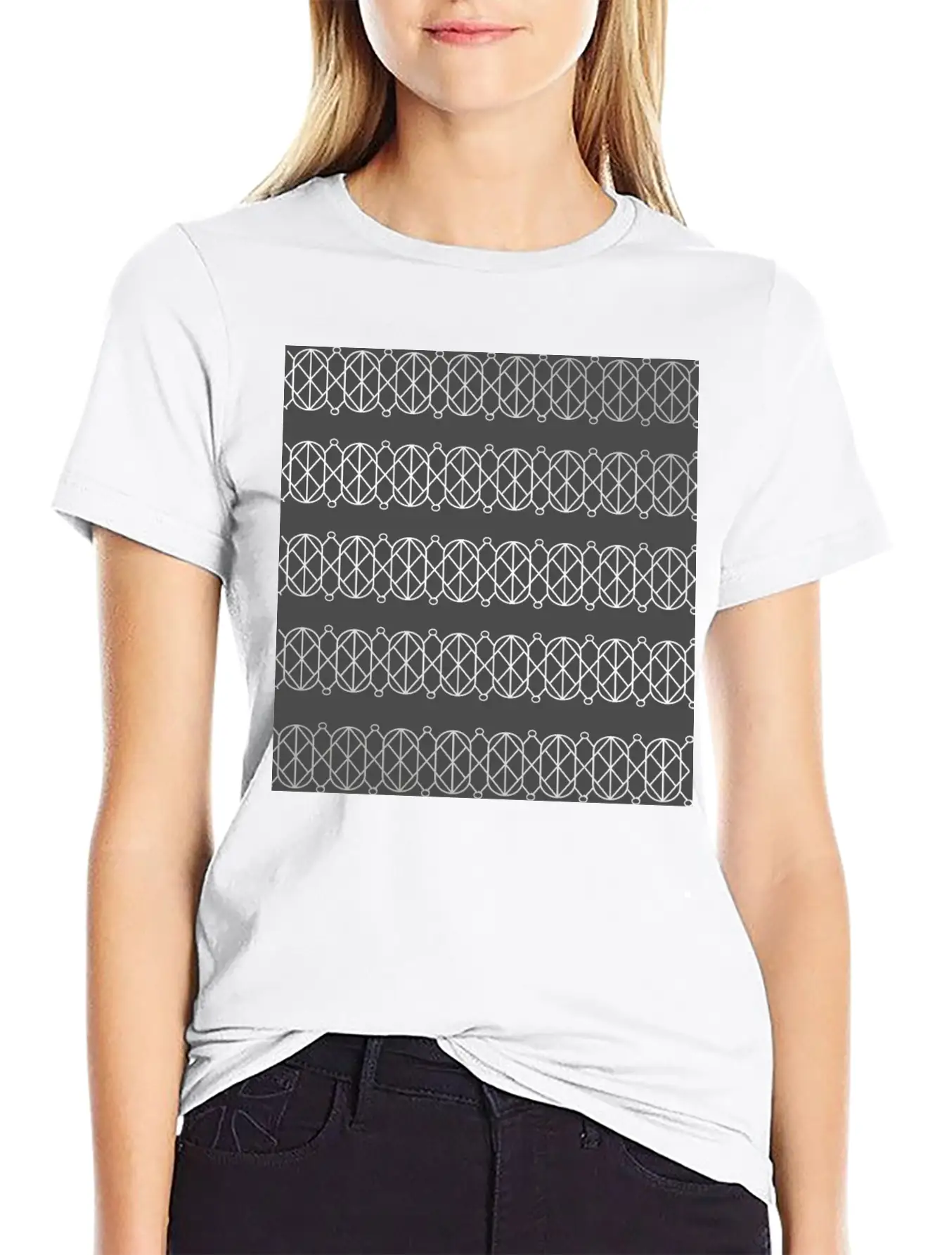 Modern Geometric Pattern With Circles And Lines Unisex Casual T-Shirt – Clean Design For Daily Comfort