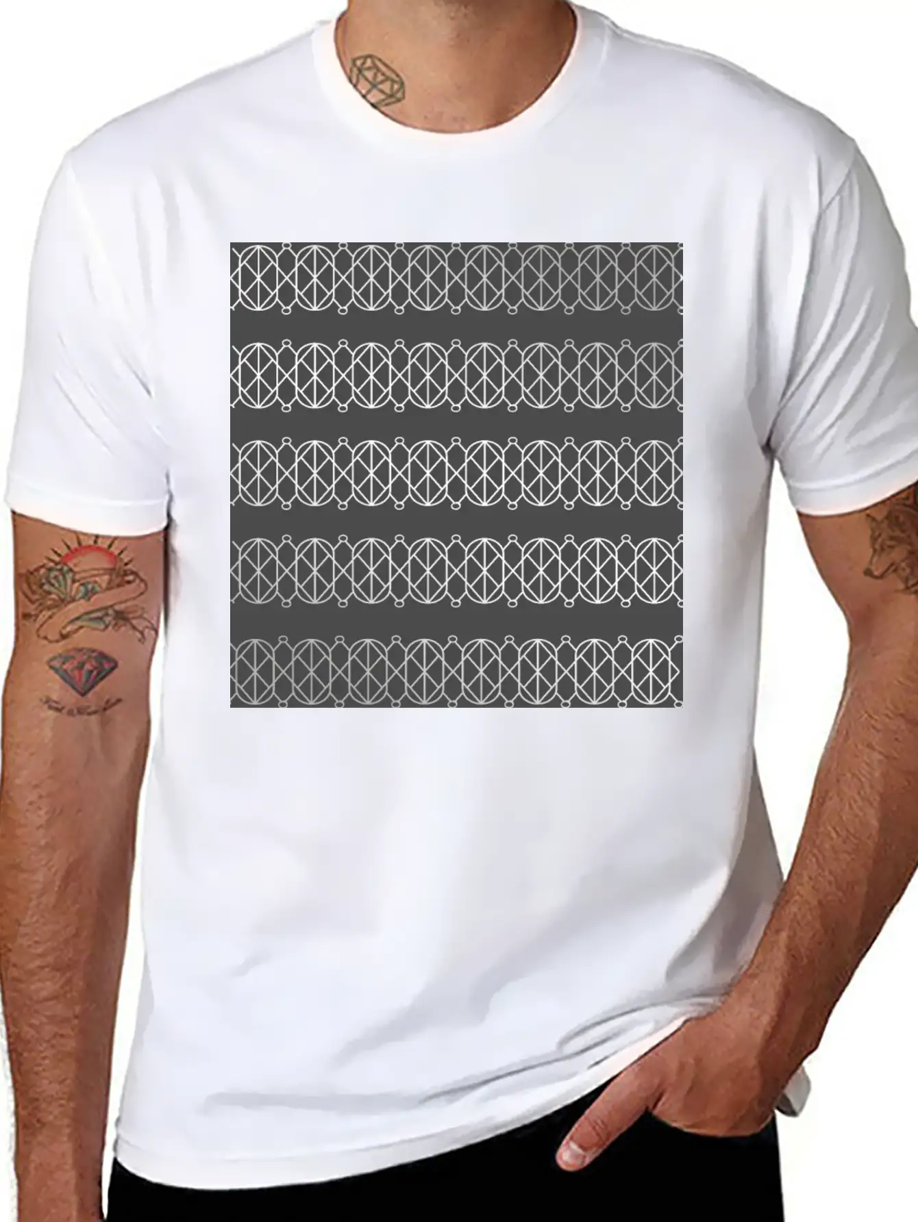 Modern Geometric Pattern With Circles And Lines Unisex Casual T-Shirt – Clean Design For Daily Comfort