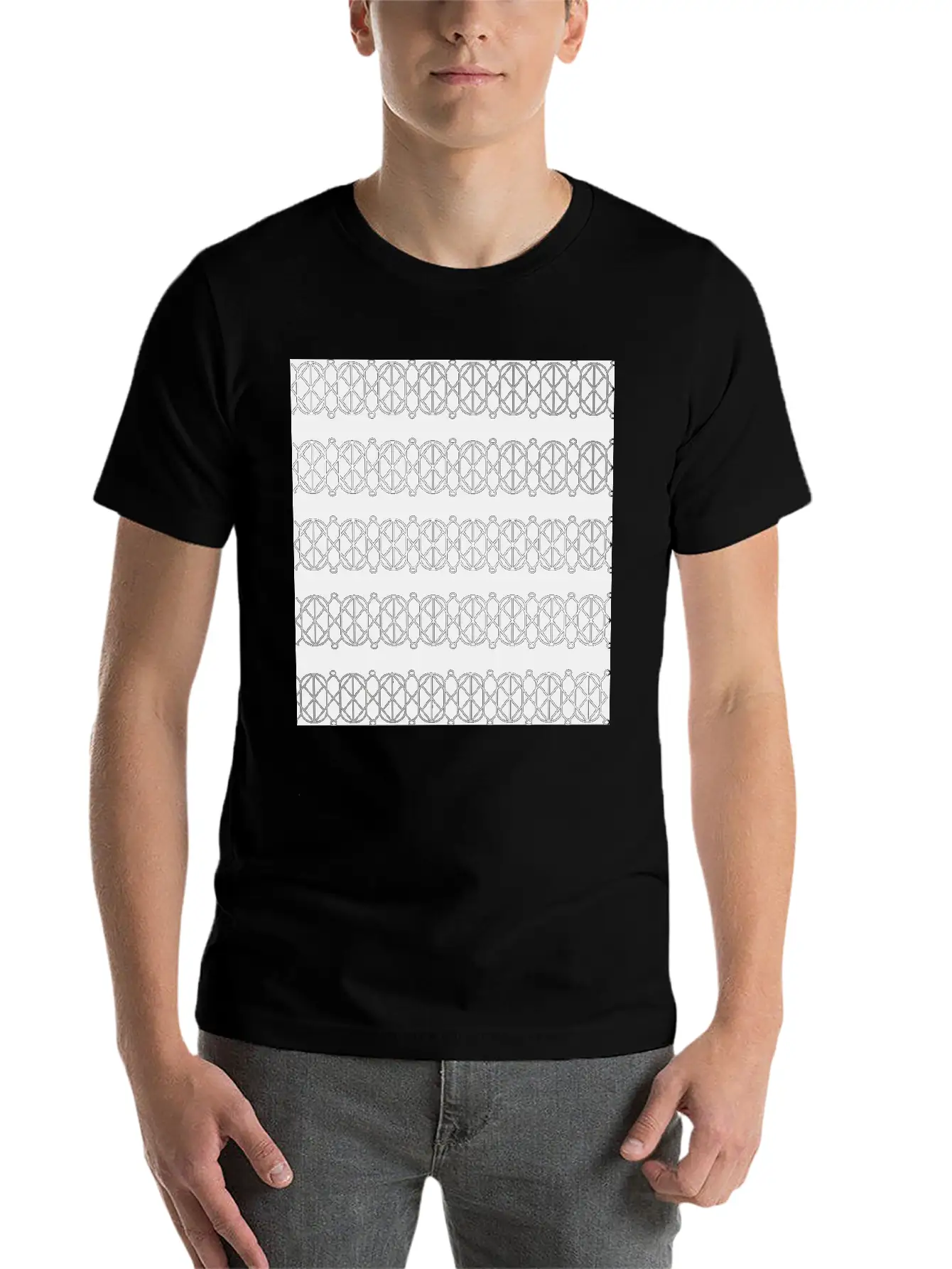 Modern Geometric Pattern With Circles And Lines Unisex Casual T-Shirt – Clean Design For Daily Comfort