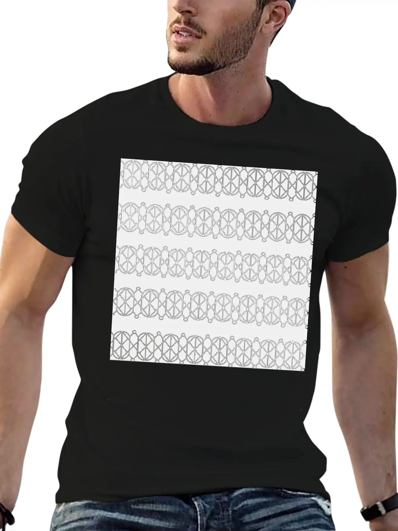 Modern Geometric Pattern With Circles And Lines Unisex Casual T-Shirt – Clean Design For Daily Comfort