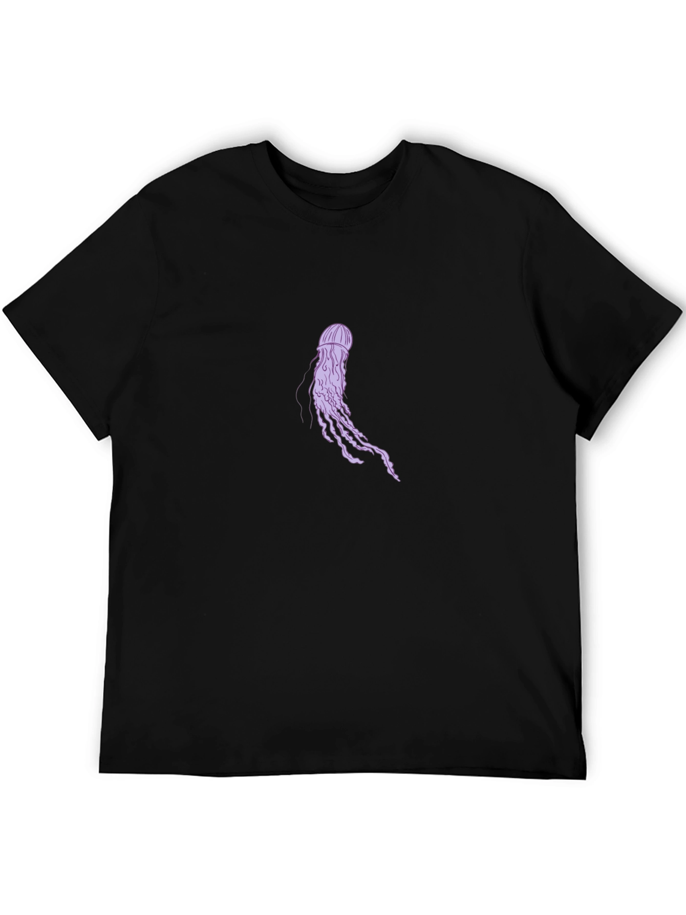 Jellyfish Graphic Tee - Black Cotton Casual T-Shirt