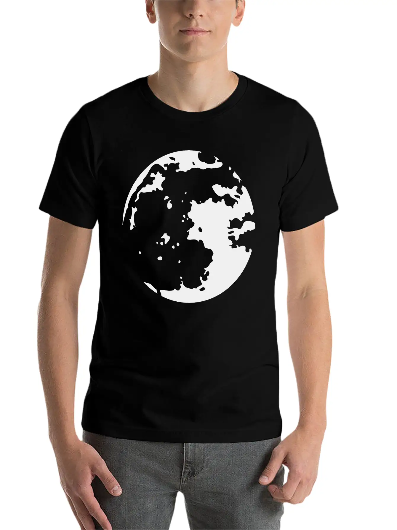 Moon Stencil Unisex Casual T-Shirt – Clean Design For Daily Comfort