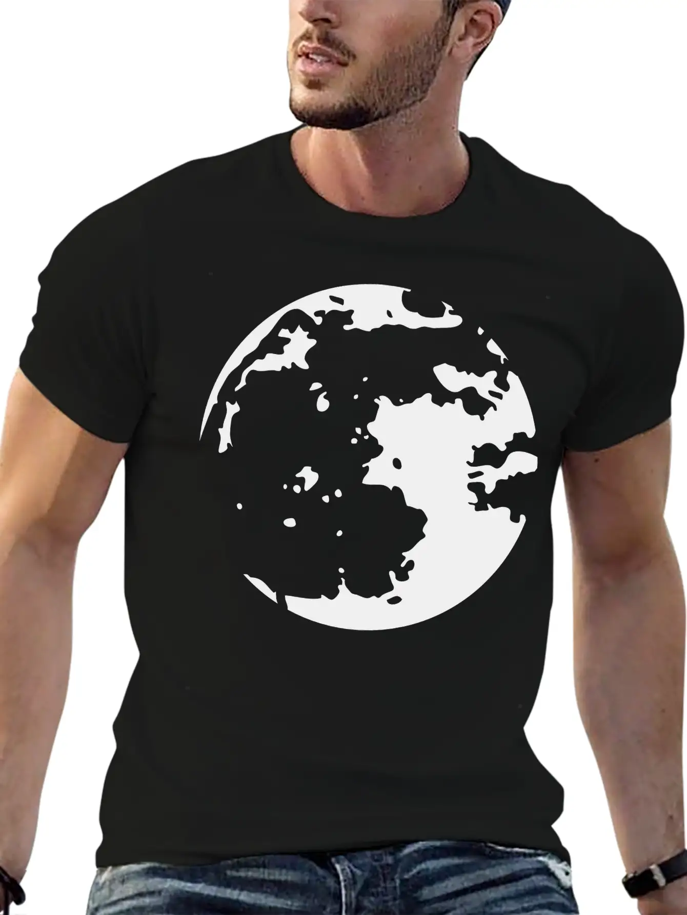 Moon Stencil Unisex Casual T-Shirt – Clean Design For Daily Comfort