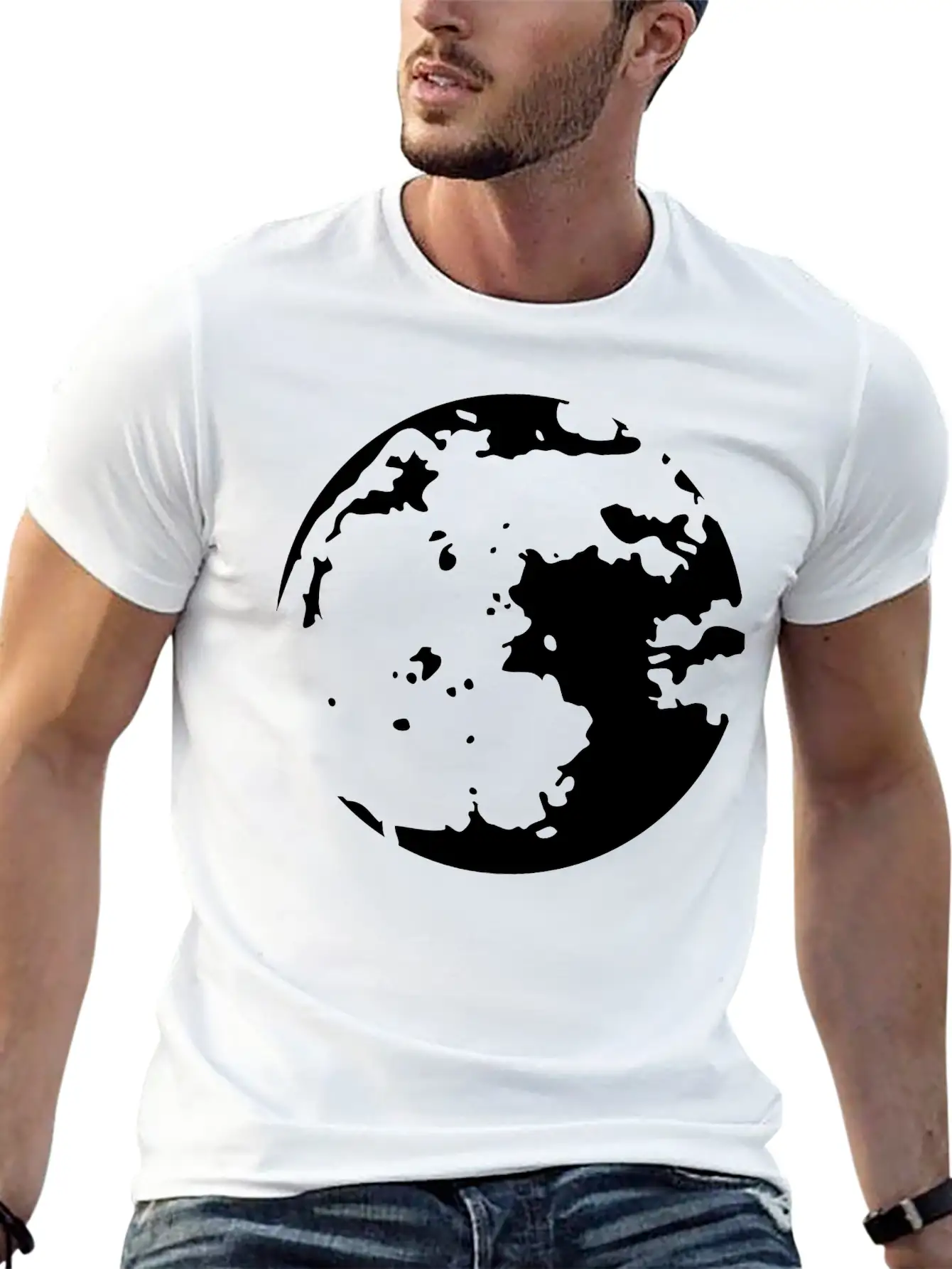 Moon Stencil Unisex Casual T-Shirt – Clean Design For Daily Comfort