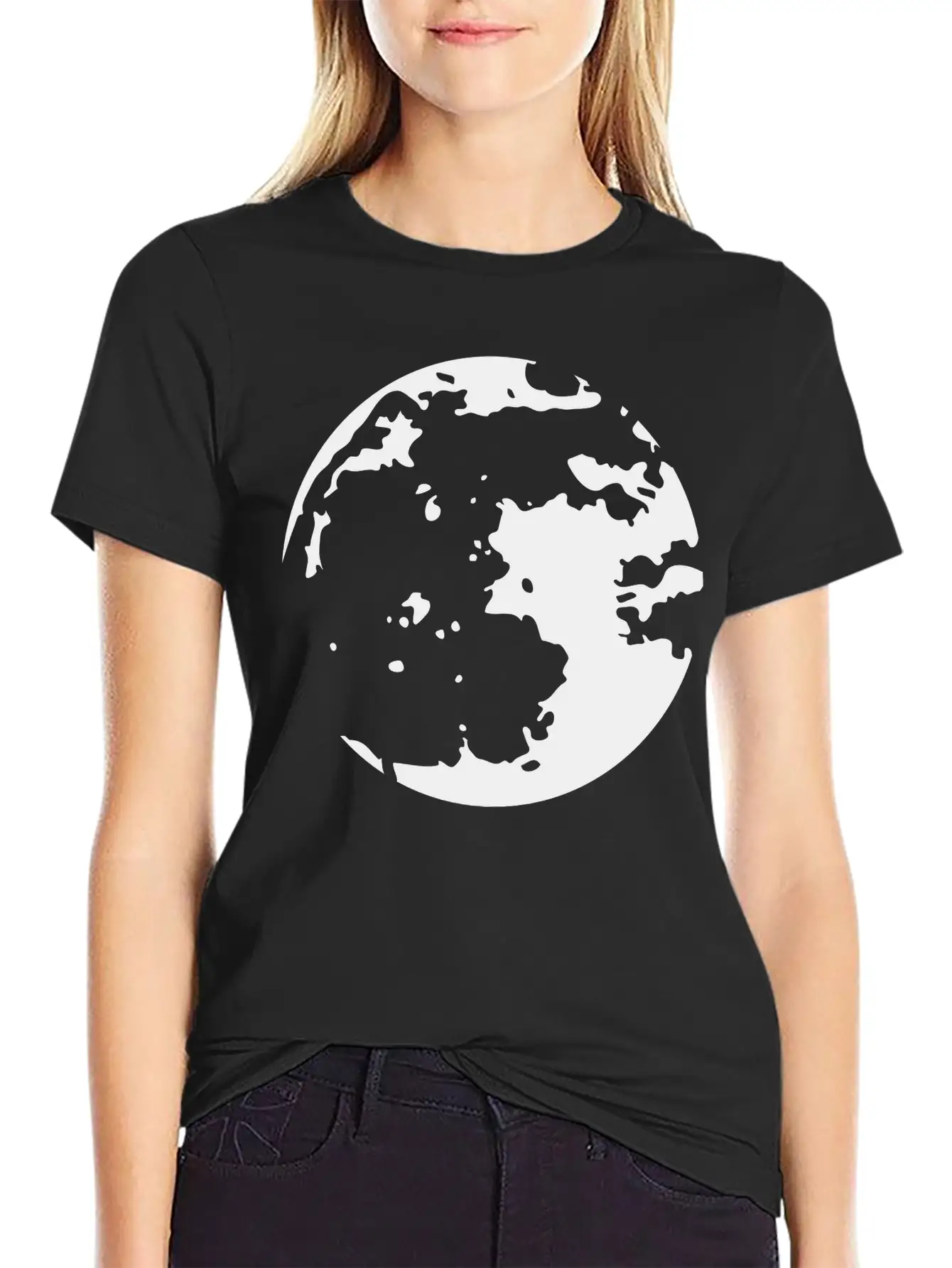 Moon Stencil Unisex Casual T-Shirt – Clean Design For Daily Comfort
