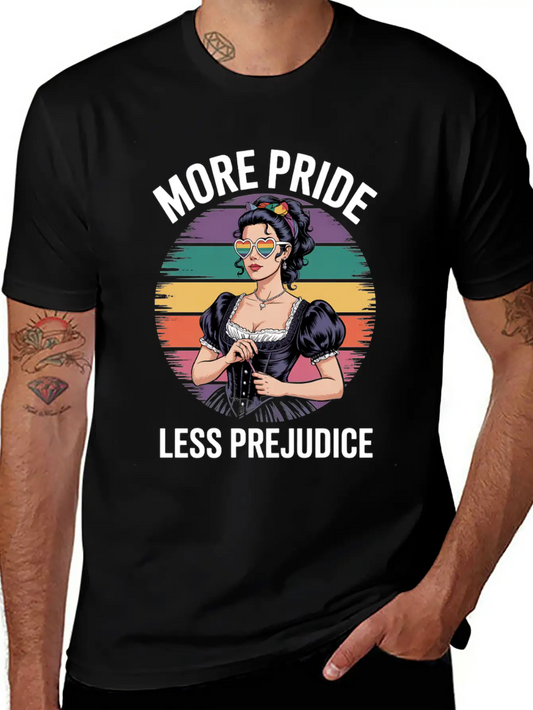 More Pride Less Prejudice LGBTQ Pride Ally Rainbow Unisex Casual T-Shirt – Clean Design For Daily Comfort
